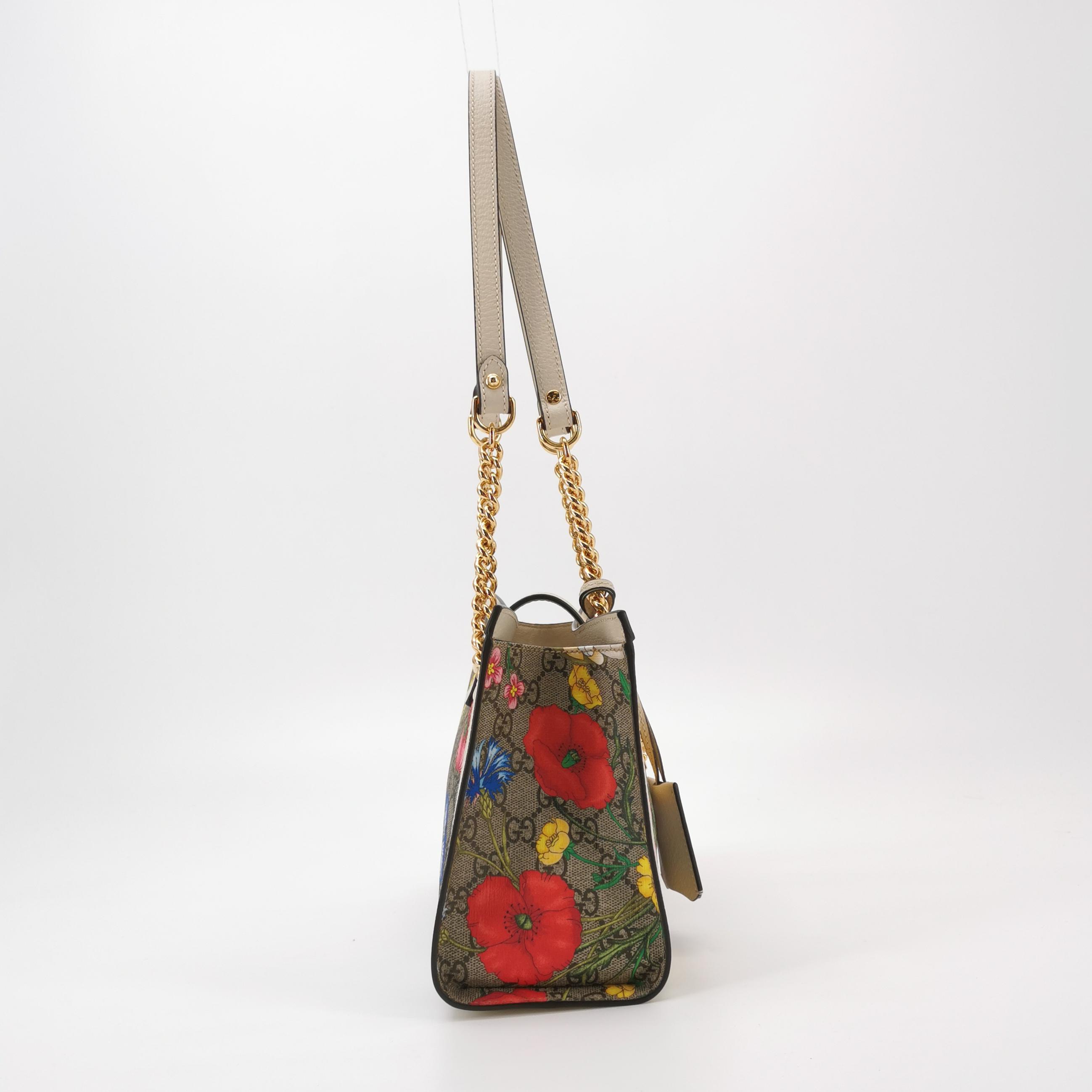Gucci Padlock Chain Tote Flora GG Coated Canvas Small — photo 4 of 16