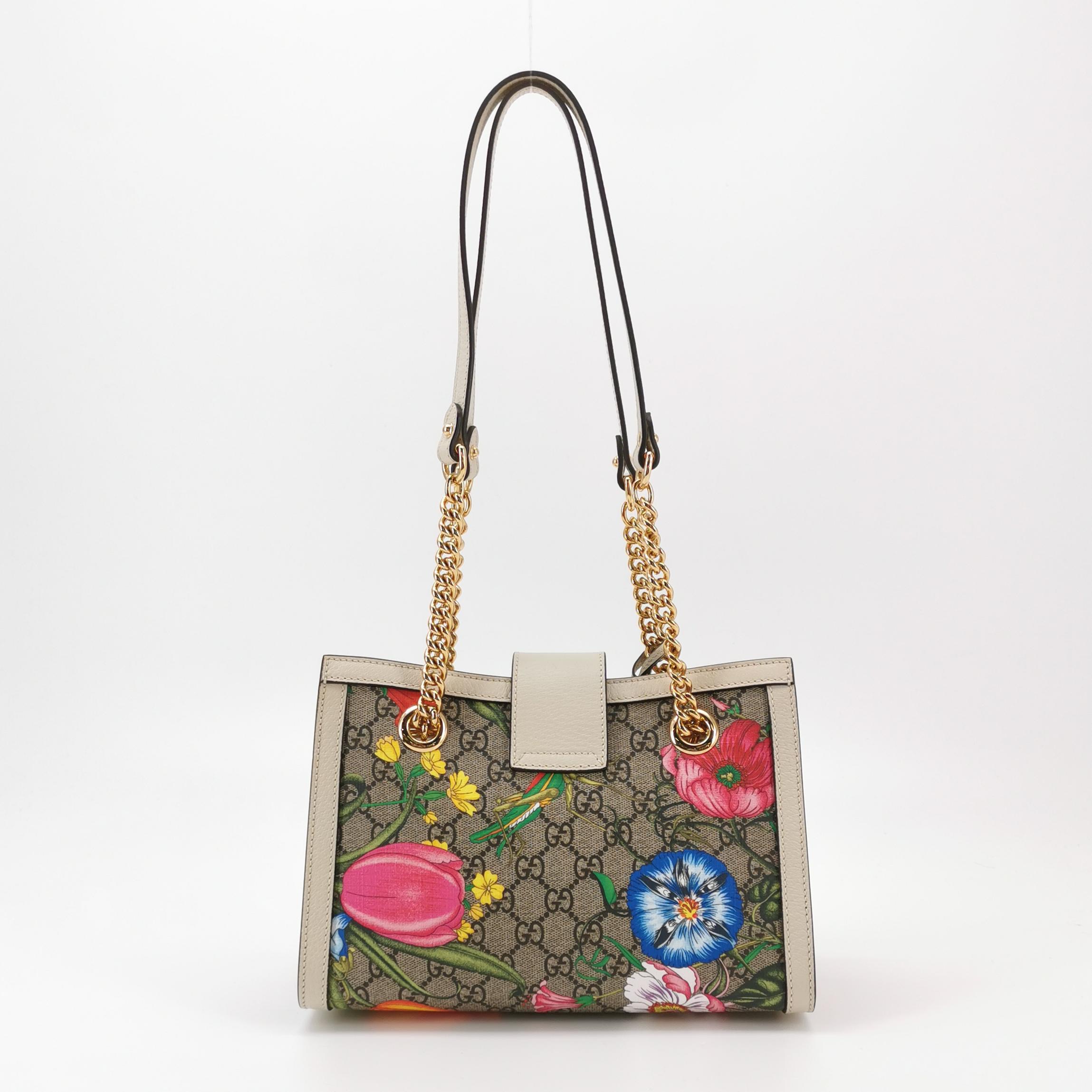 Gucci Padlock Chain Tote Flora GG Coated Canvas Small — photo 3 of 16