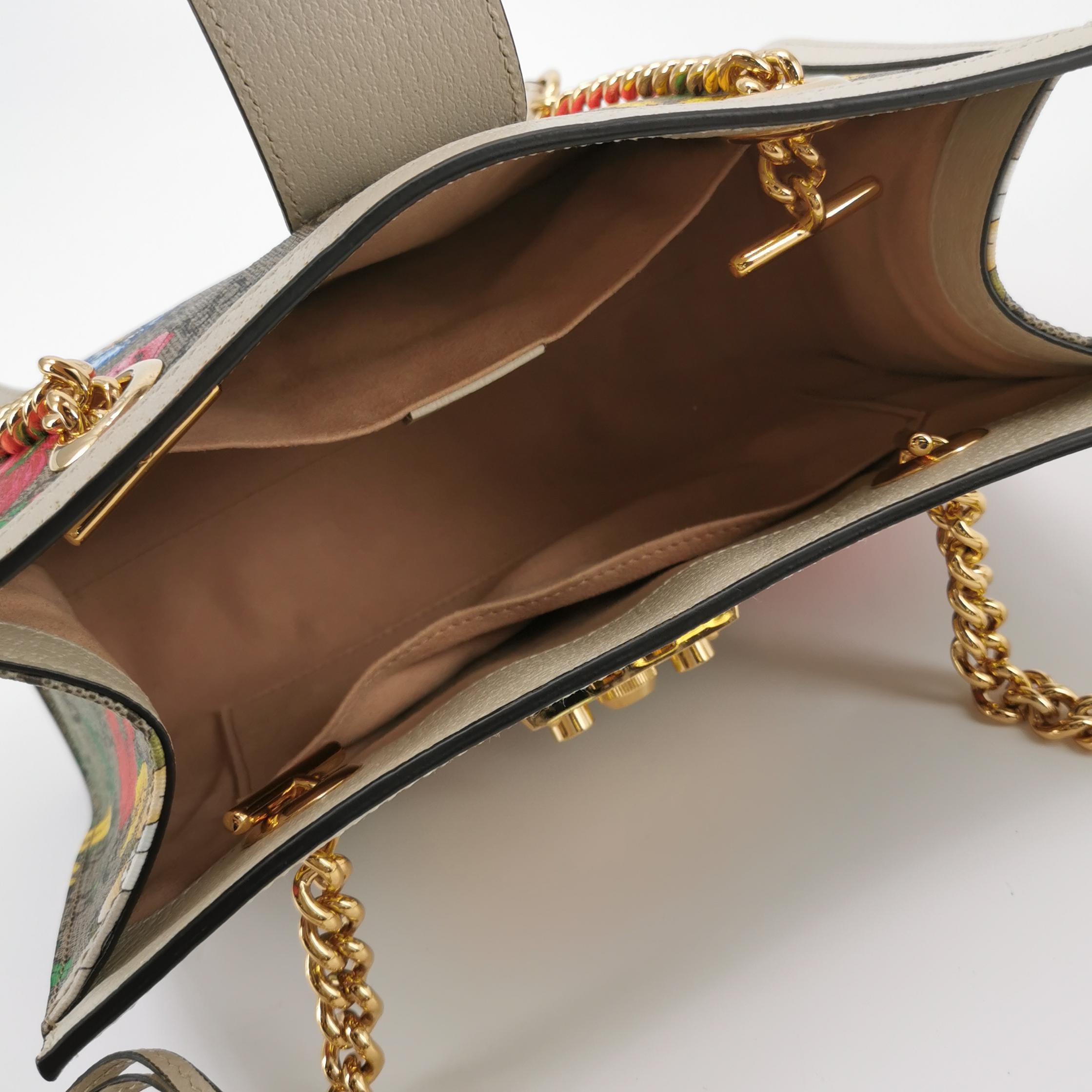 Gucci Padlock Chain Tote Flora GG Coated Canvas Small — photo 7 of 16