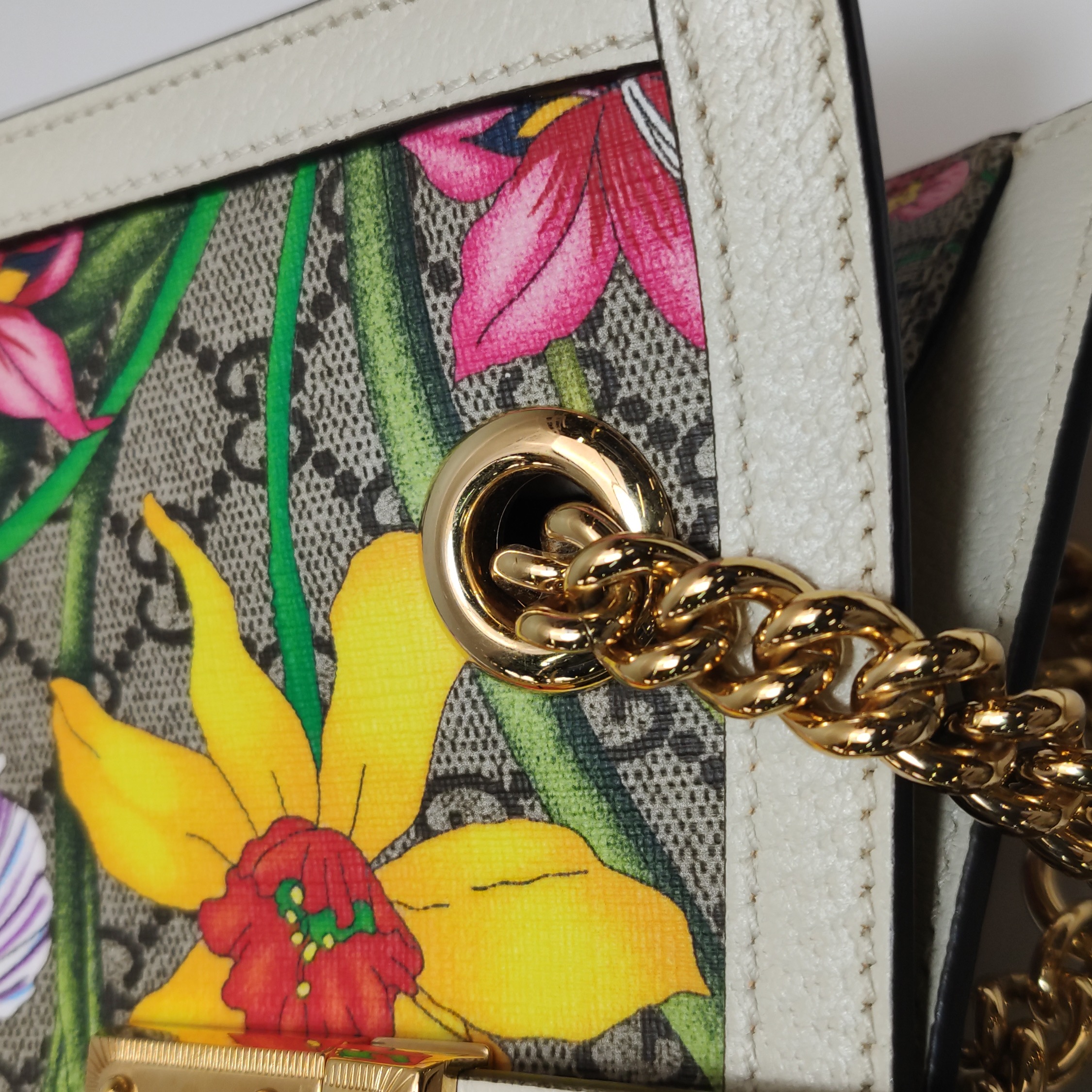 Gucci Padlock Chain Tote Flora GG Coated Canvas Small — photo 13 of 16