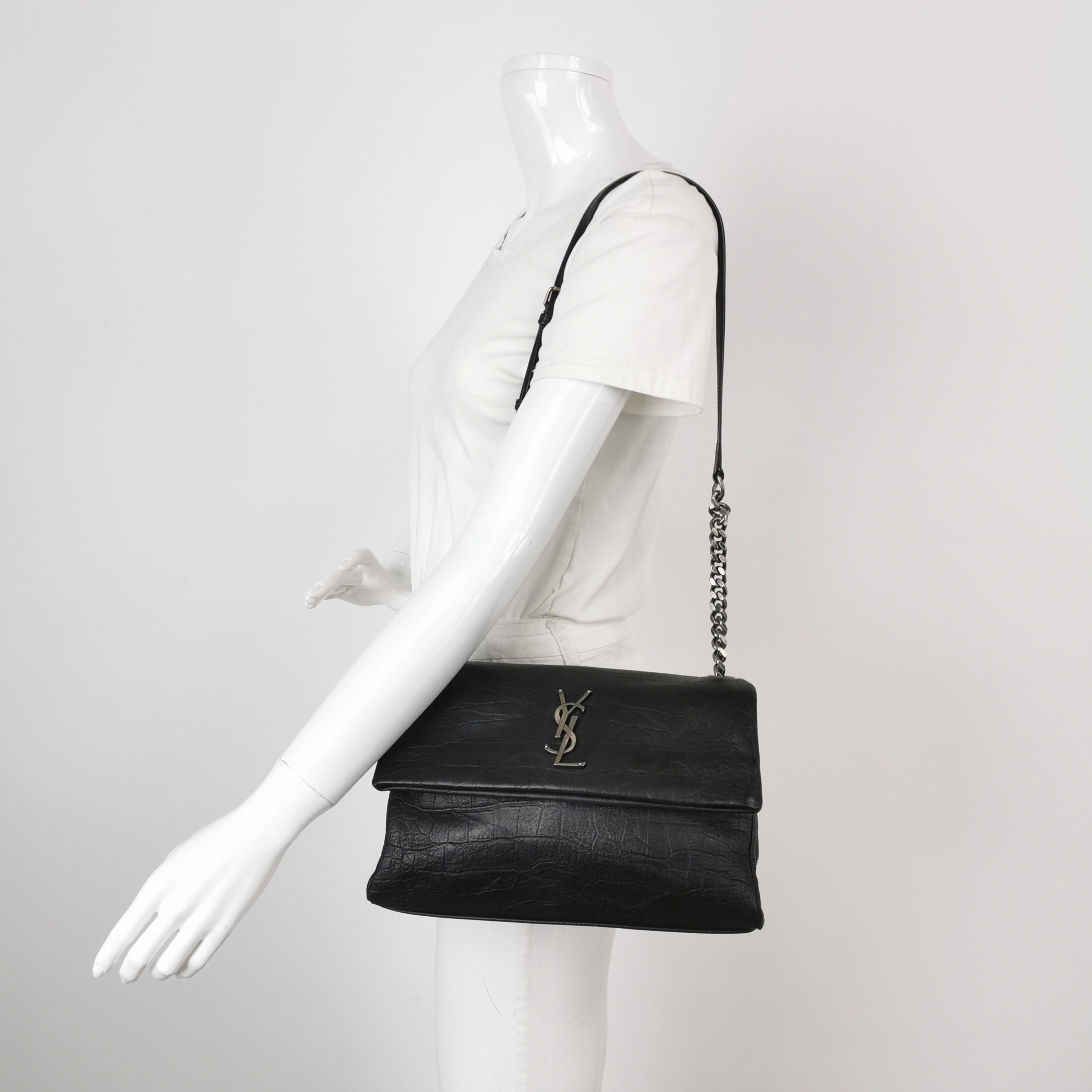 Saint Laurent West Hollywood Shoulder Bag Crocodile Embossed Leather Medium — alternate view