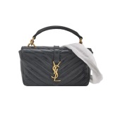 Saint Laurent（YSL) Classic Monogram College Bag Matelasse Chevron Leather Mini — thumbnail 1