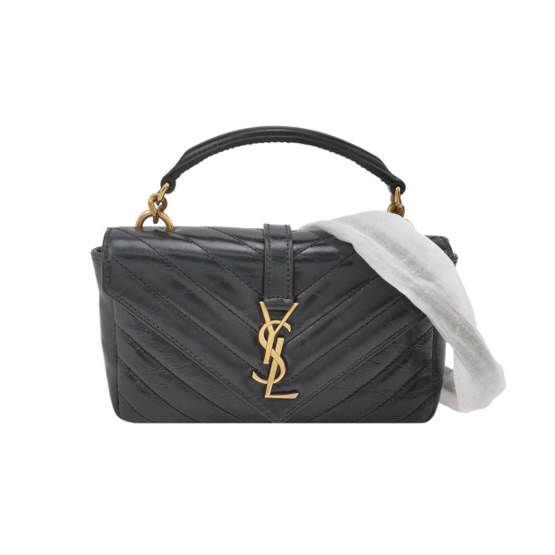 Saint Laurent（YSL) Classic Monogram College Bag Matelasse Chevron Leather Mini — pre-owned, Vierlot