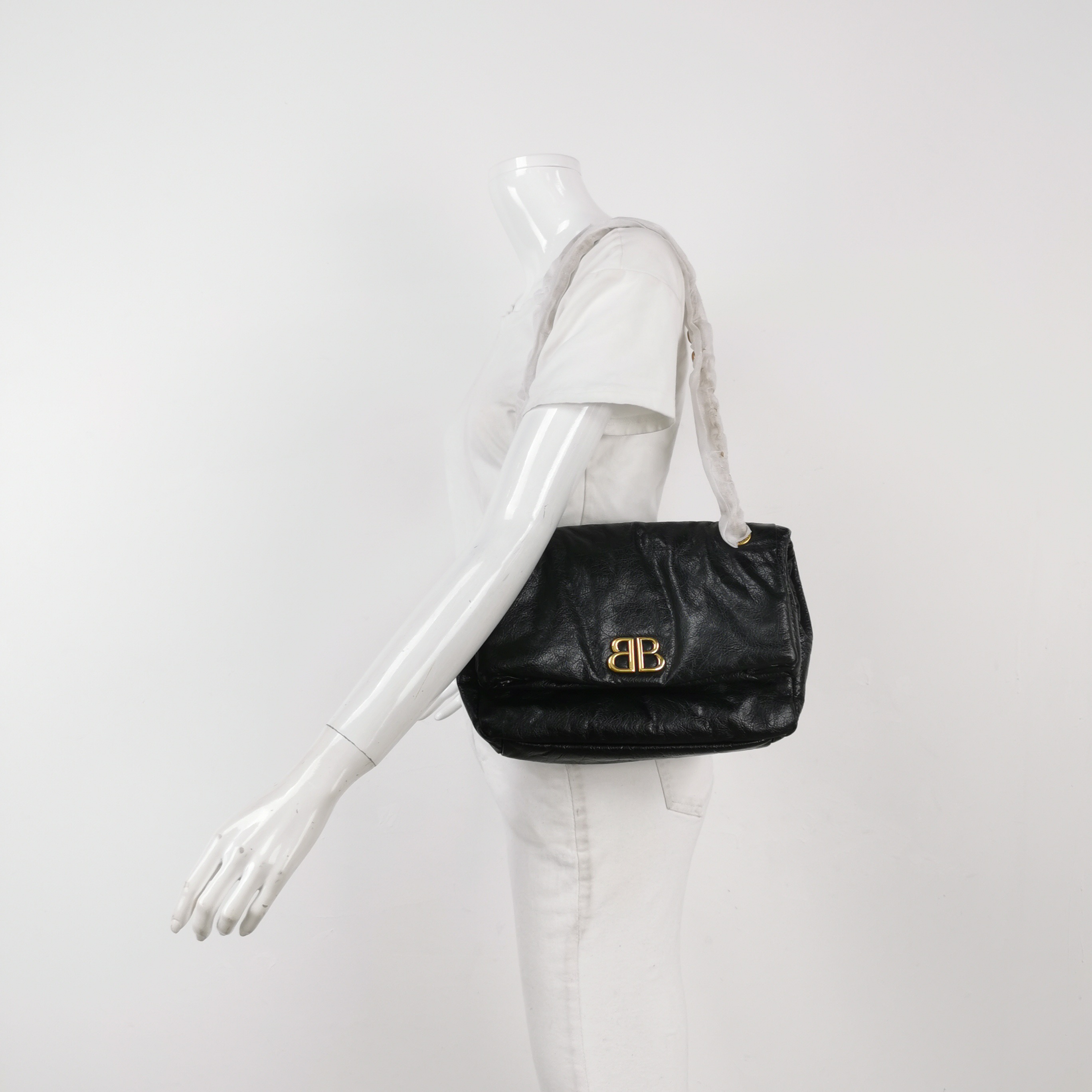Balenciaga Monaco Chain Flap Shoulder Bag Leather Small — alternate view