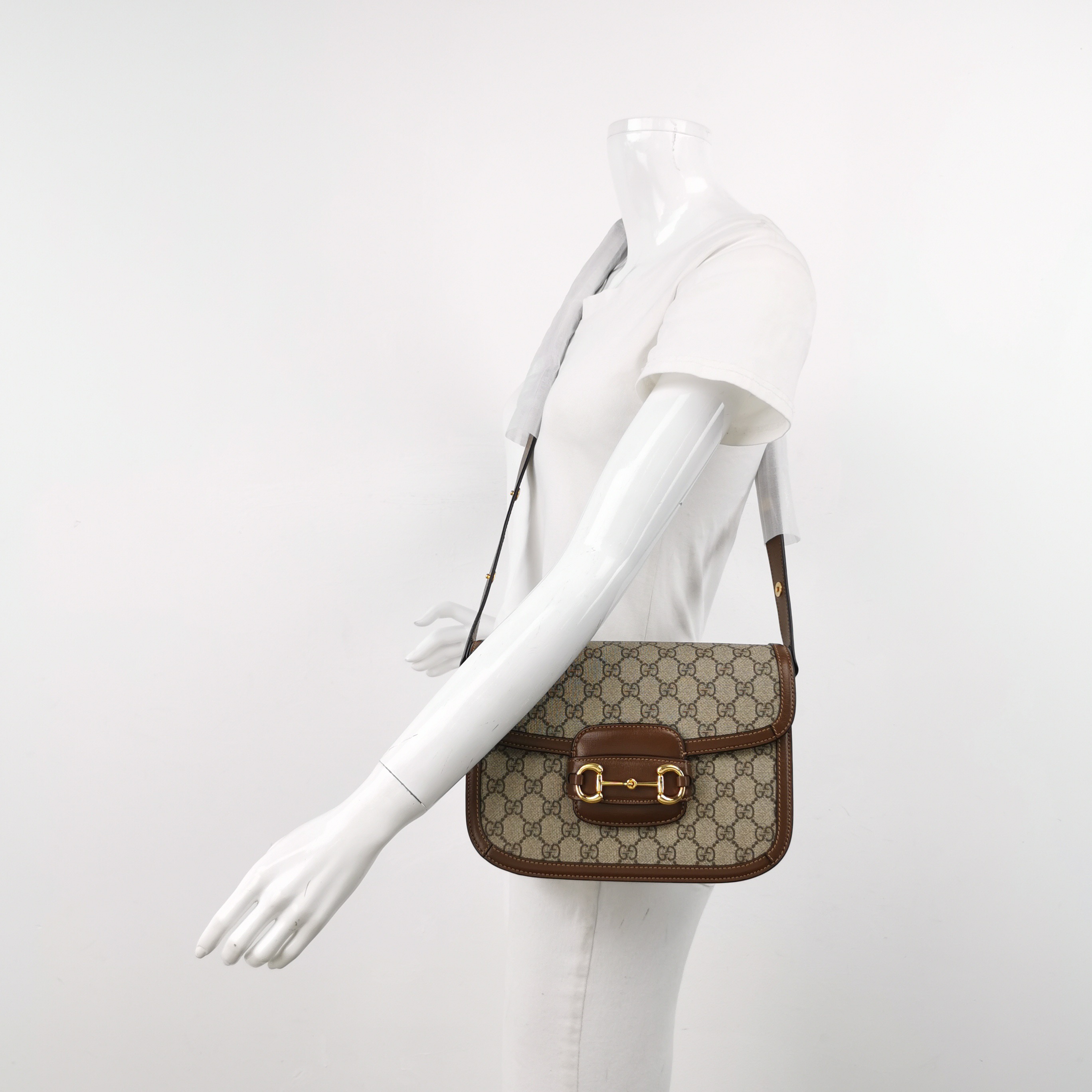 Gucci Horsebit 1955 Shoulder Bag GG Coated Canvas with Leather — alternate view
