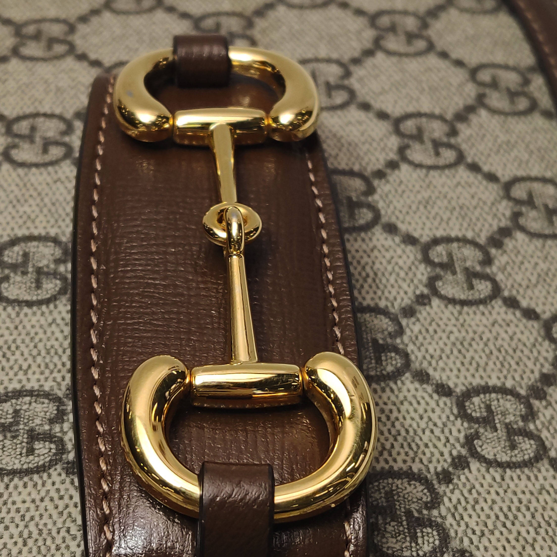 Gucci Horsebit 1955 Shoulder Bag GG Coated Canvas with Leather — photo 14 of 16