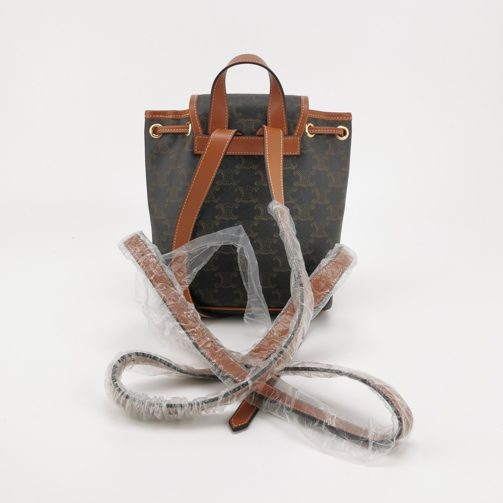 Celine Folco Backpack Triomphe Coated Canvas Mini