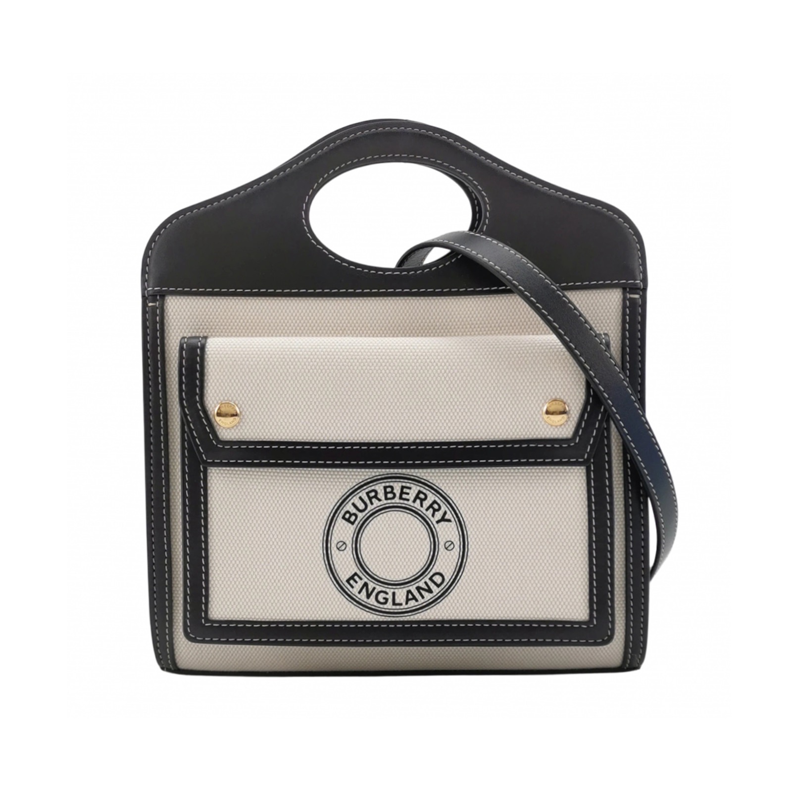 Burberry Logo Pocket Tote Canvas with Leather Mini — photo 1 of 17