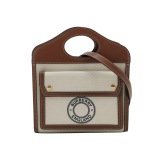 Burberry Logo Pocket Tote Canvas with Leather Mini — thumbnail 1