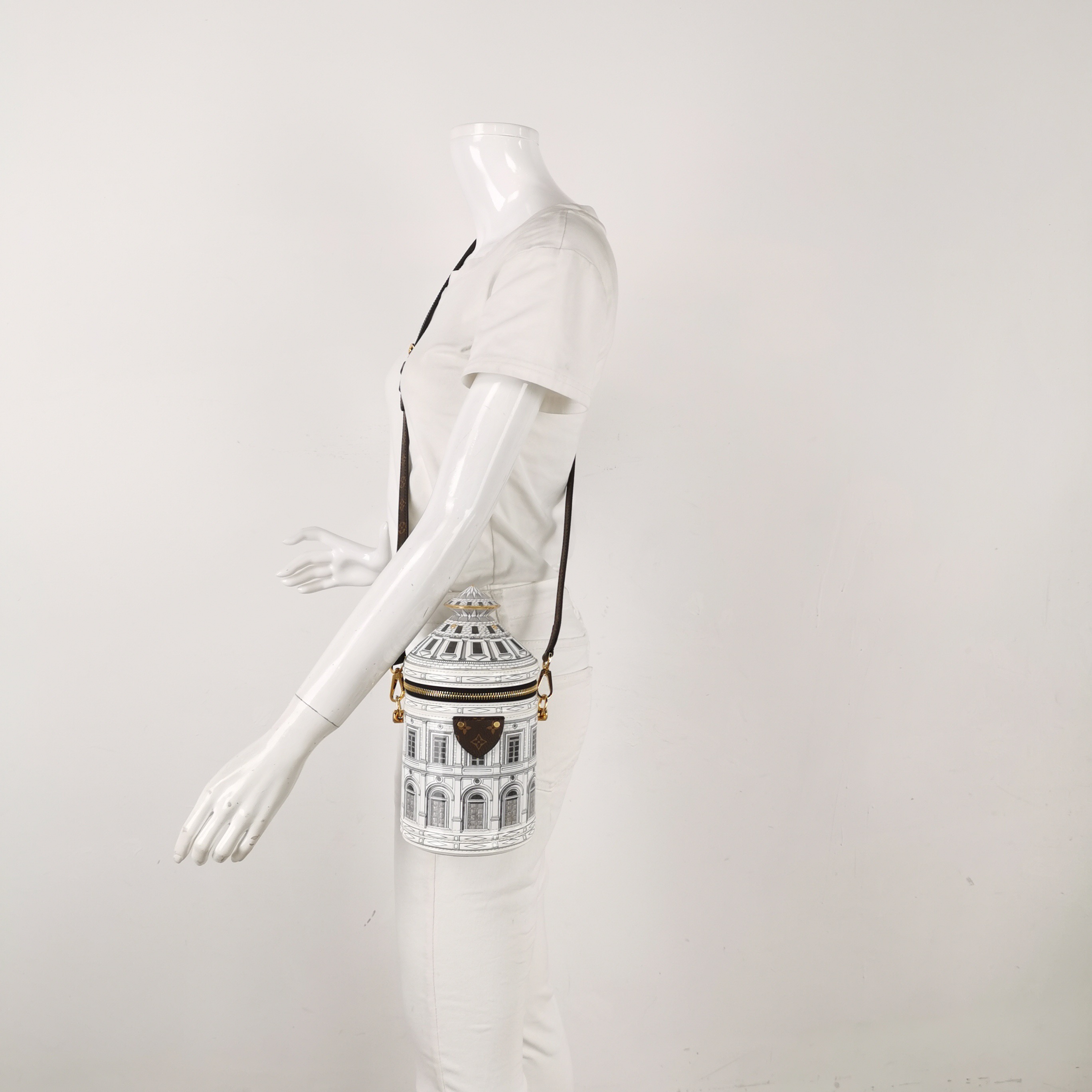 Louis Vuitton(LV) Cannes Vase Handbag Limited Edition Fornasetti Architettura Print Leather and Monogram Canvas — alternate view