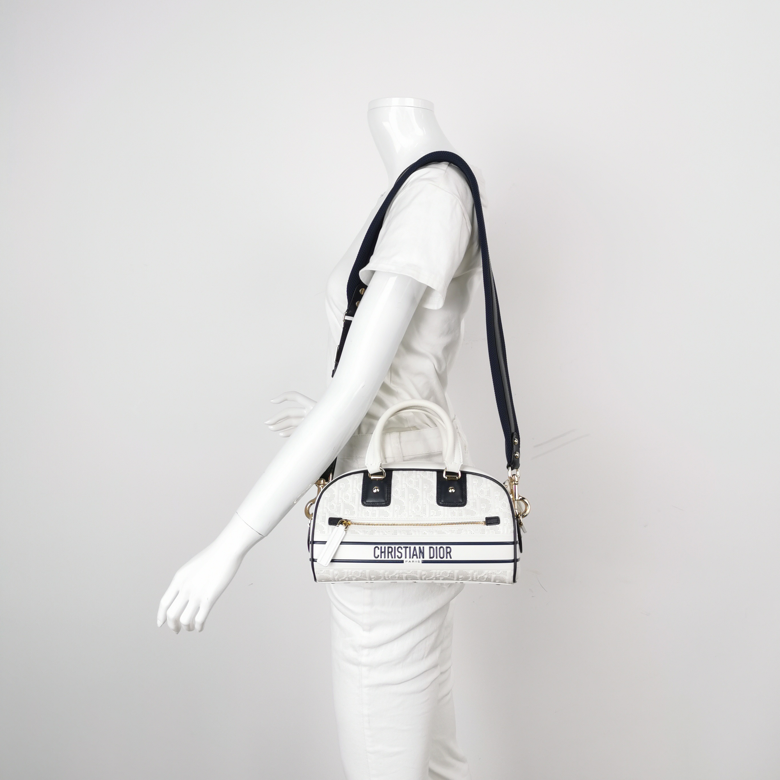 Christian Dior Vibe Zip Bowling Bag Oblique Perforated and Embossed Calfskin Small — alternate view