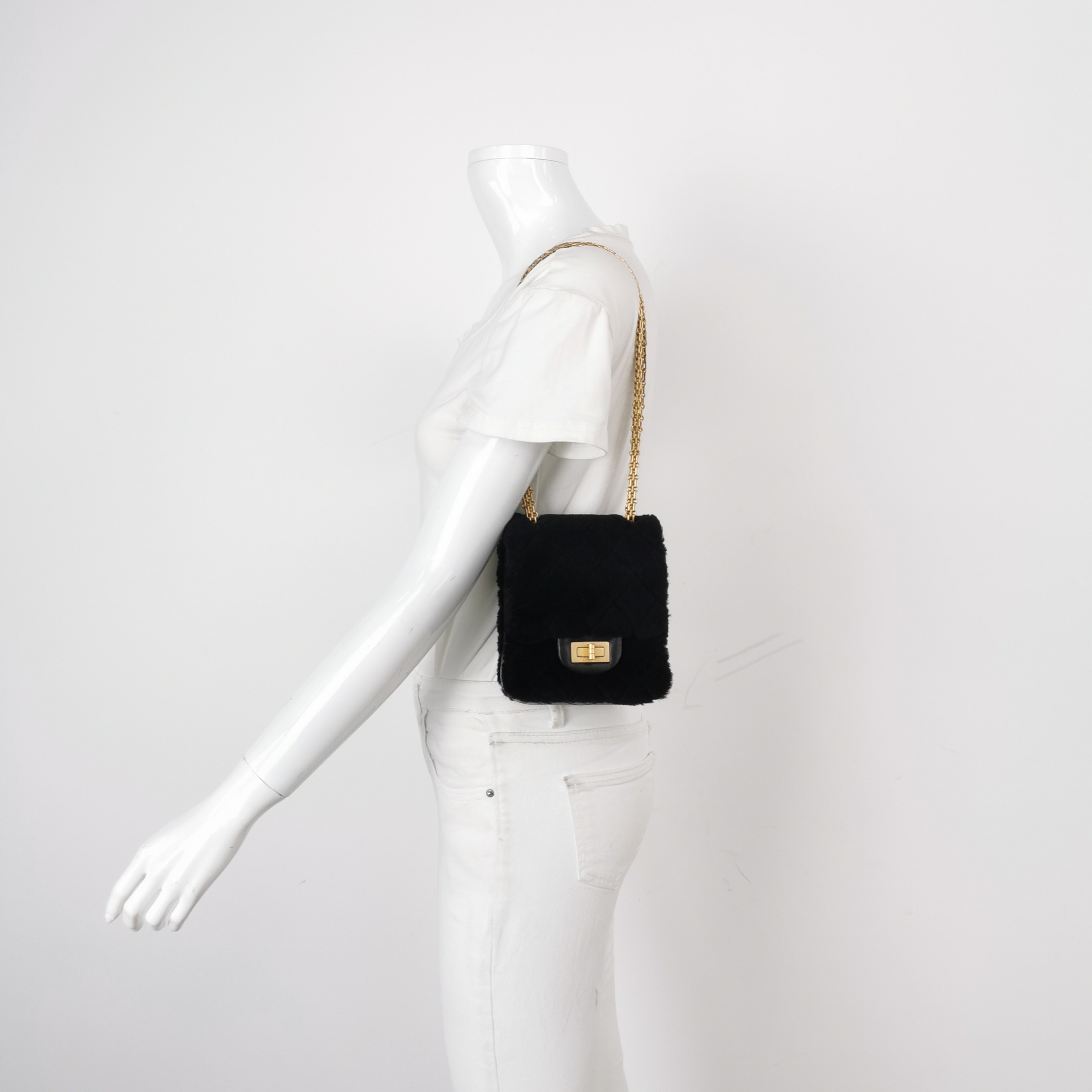 Chanel North South Reissue 2.55 Flap Bag Quilted Shearling and Aged Sheepskin Mini — alternate view