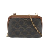 Celine Zip Around Chain Clutch Triomphe Coated Canvas — thumbnail 1