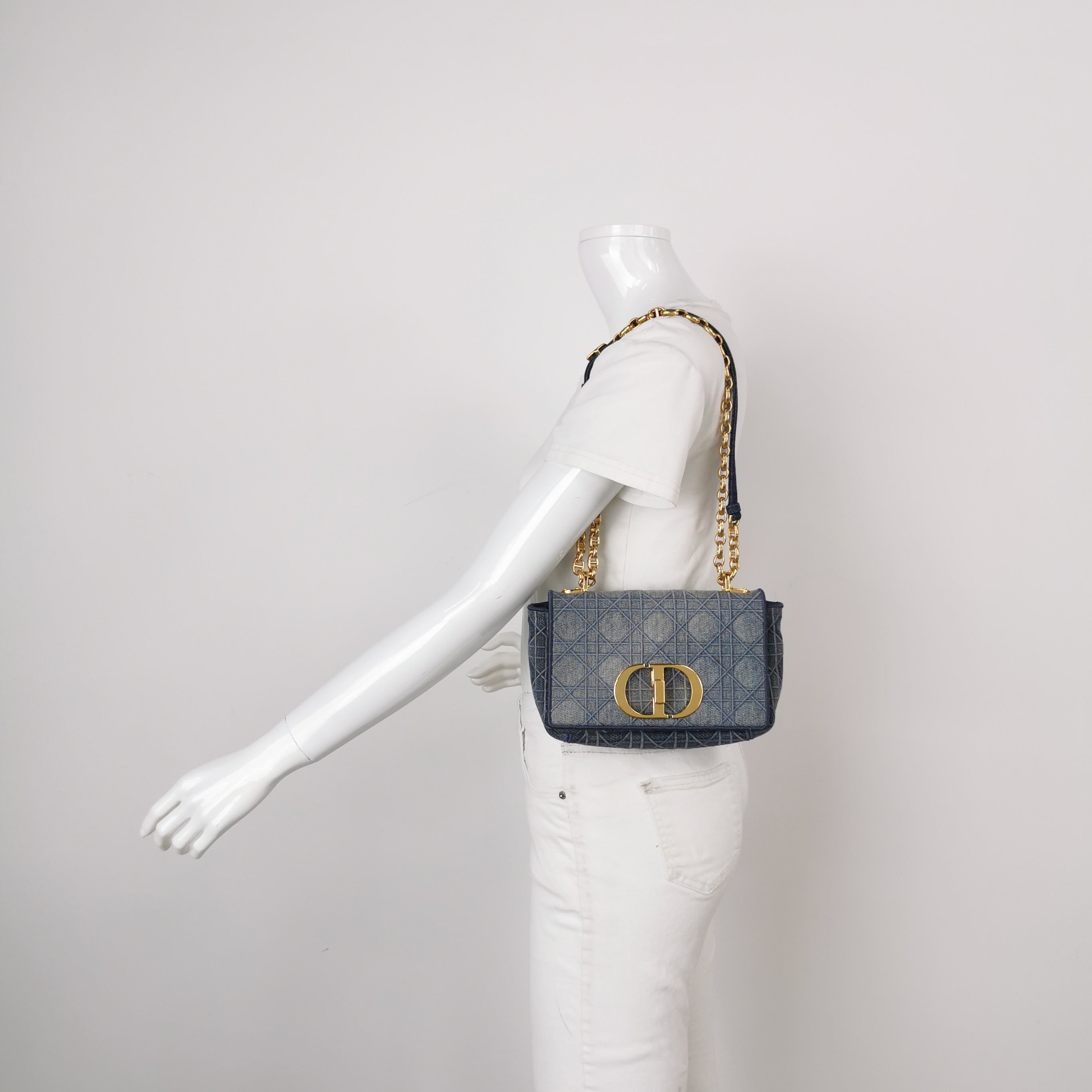 Dior Caro Bag Cannage Embroidered Denim Small — alternate view