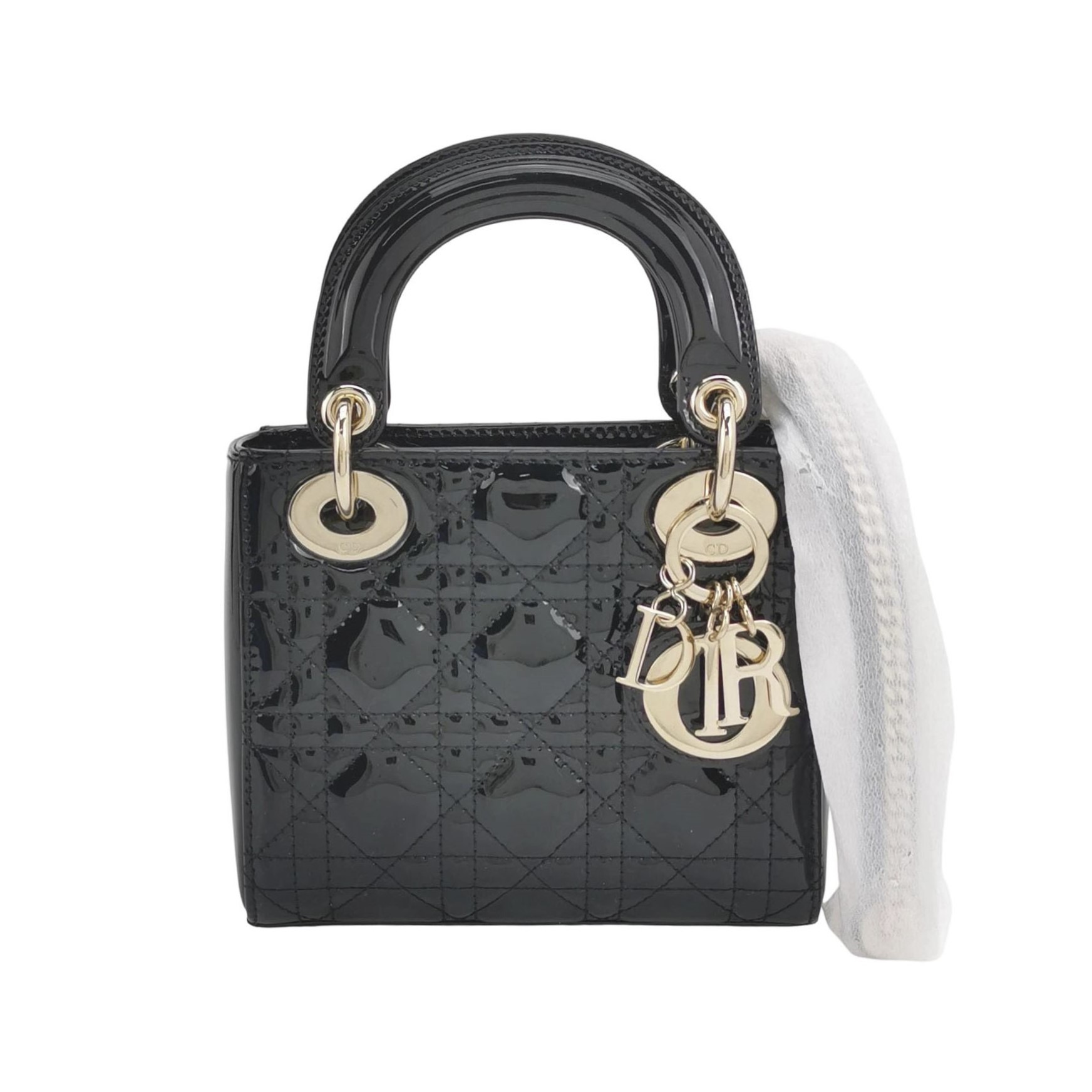 Christian Dior Lady Dior Chain Bag Cannage Quilt Patent Mini