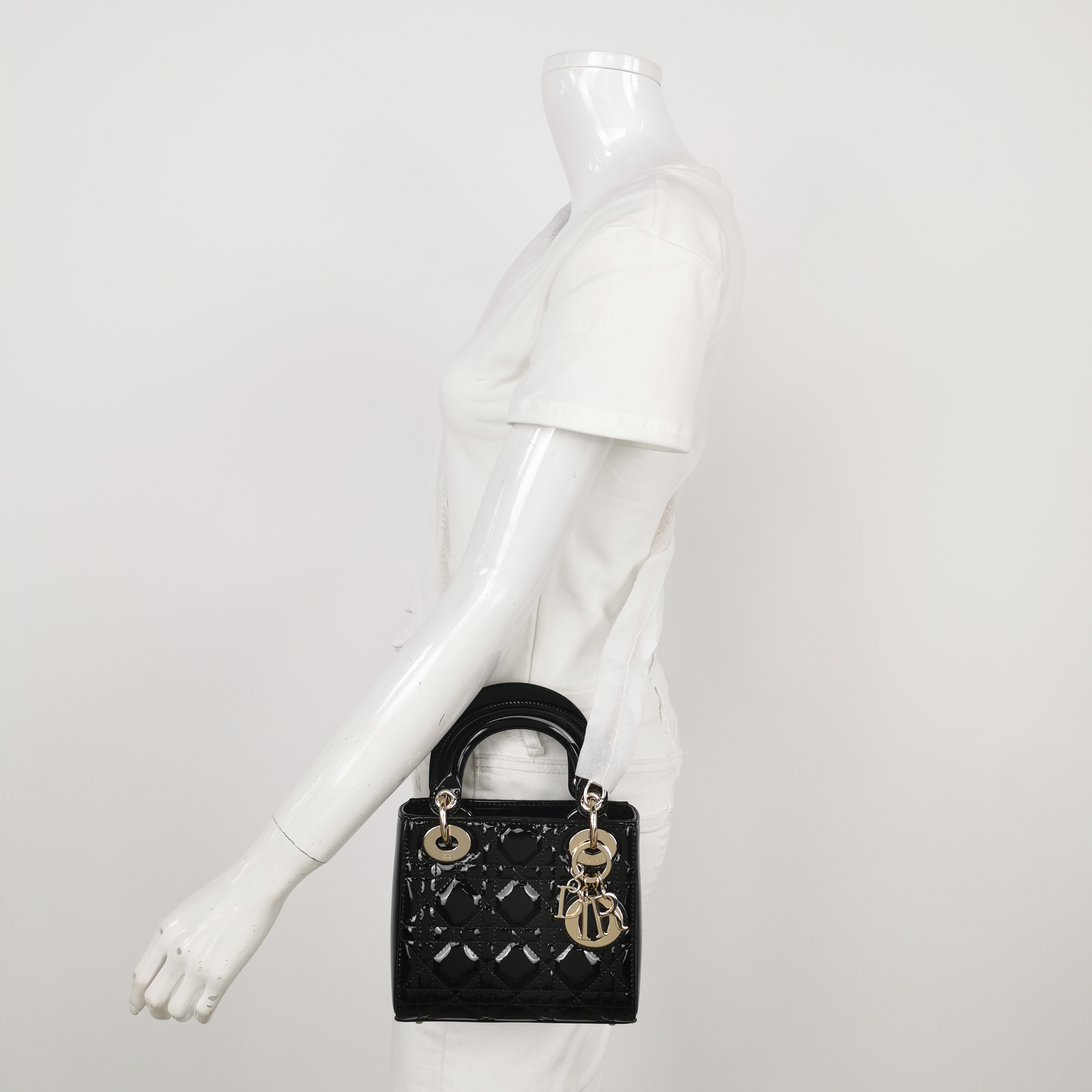 Christian Dior Lady Dior Chain Bag Cannage Quilt Patent Mini — alternate view