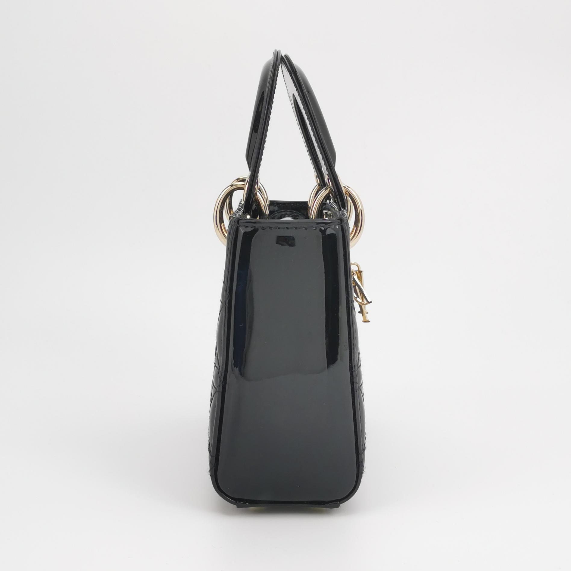 Christian Dior Lady Dior Chain Bag Cannage Quilt Patent Mini