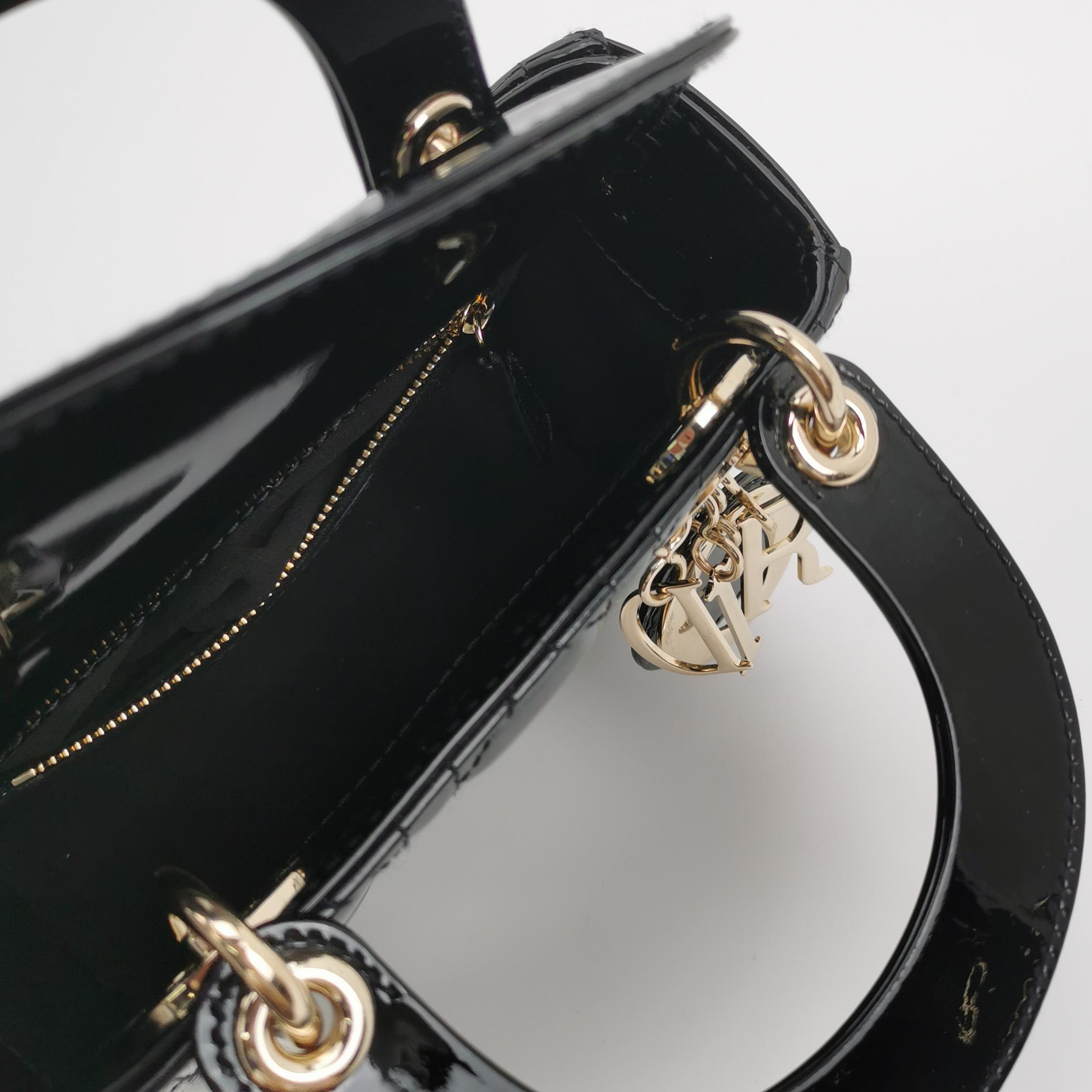 Christian Dior Lady Dior Chain Bag Cannage Quilt Patent Mini