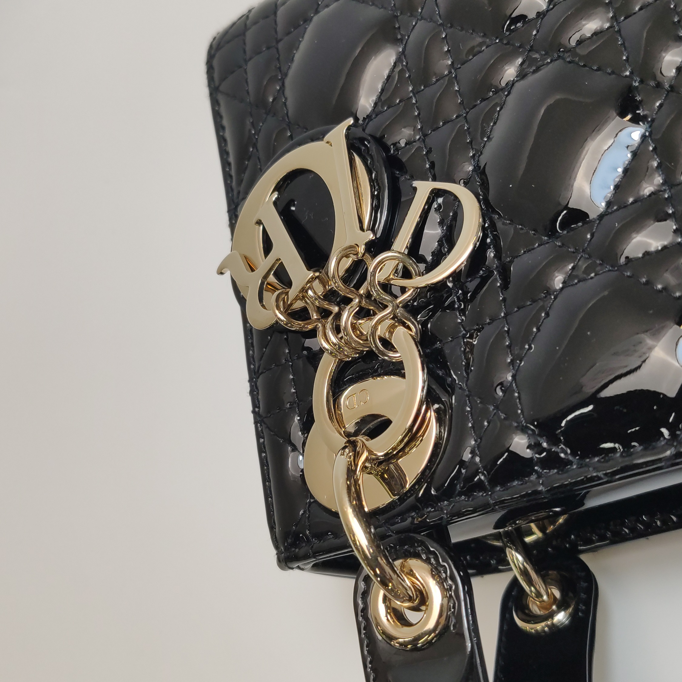 Christian Dior Lady Dior Chain Bag Cannage Quilt Patent Mini