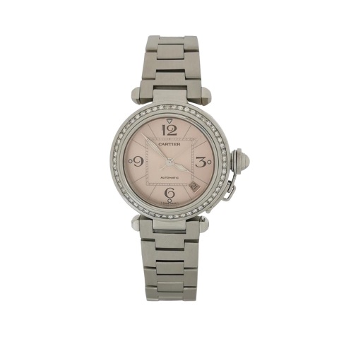 Cartier Pasha C Pink Dial Automatic Watch Stainless Steel 35