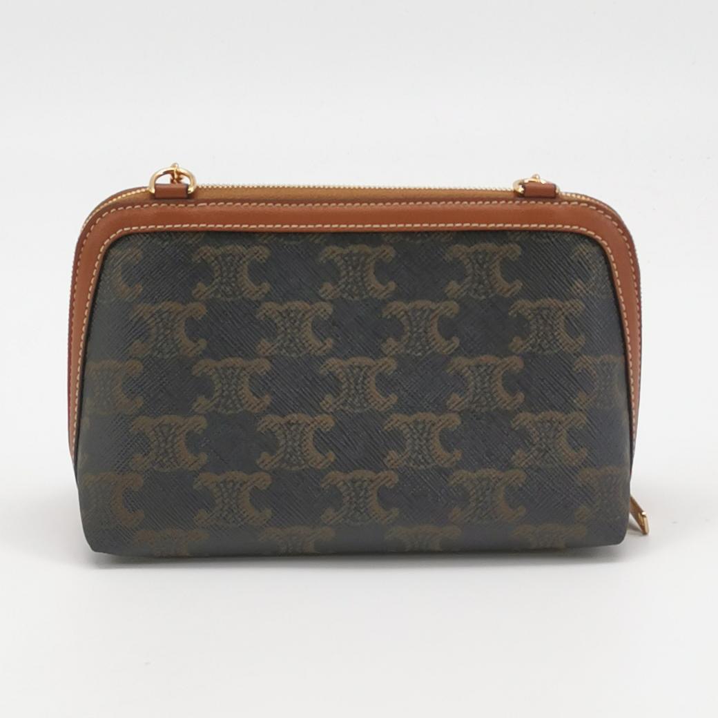Celine Zip Around Chain Clutch Triomphe Coated Canvas — photo 5 of 13