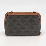Celine Zip Around Chain Clutch Triomphe Coated Canvas — thumbnail 5