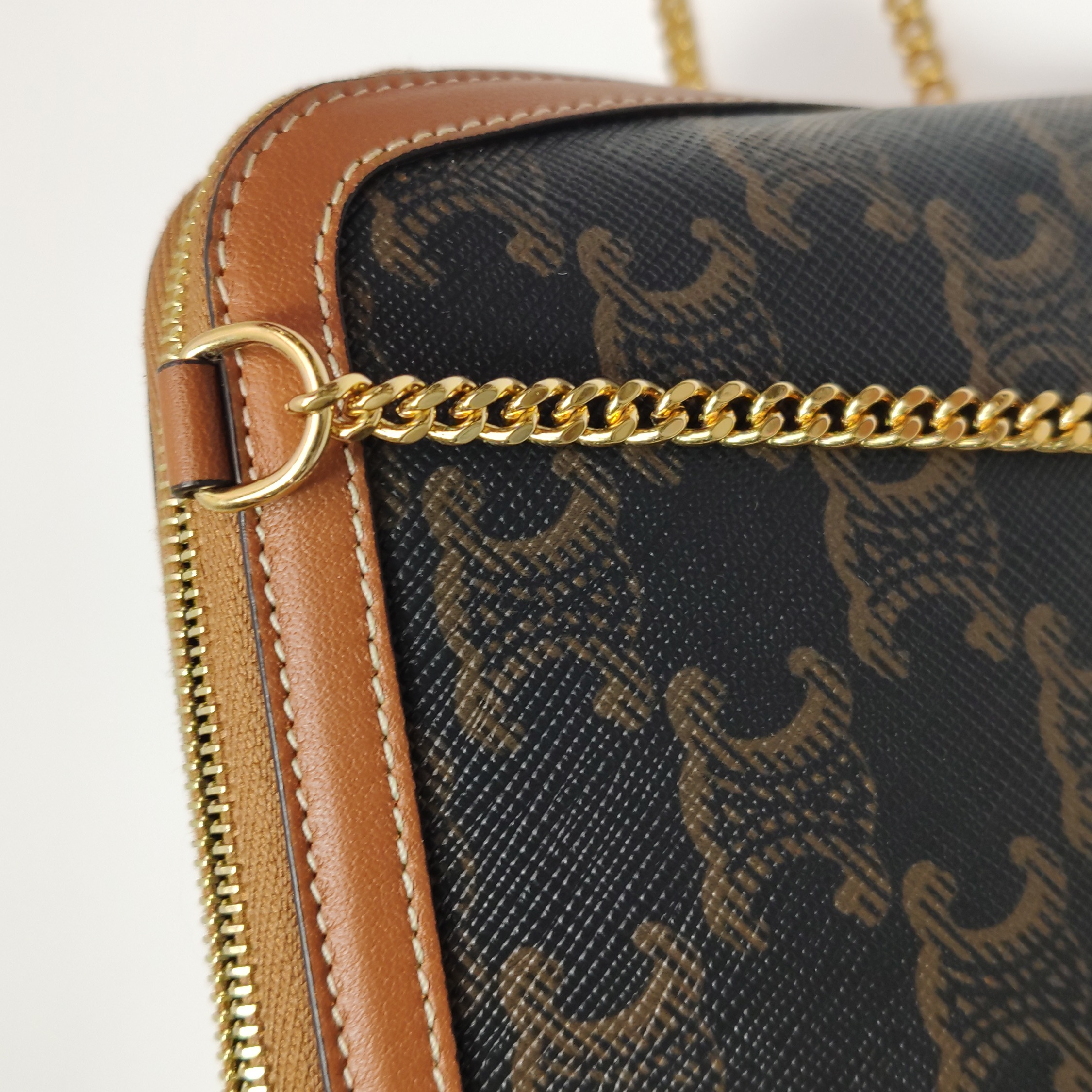 Celine Zip Around Chain Clutch Triomphe Coated Canvas — photo 12 of 13