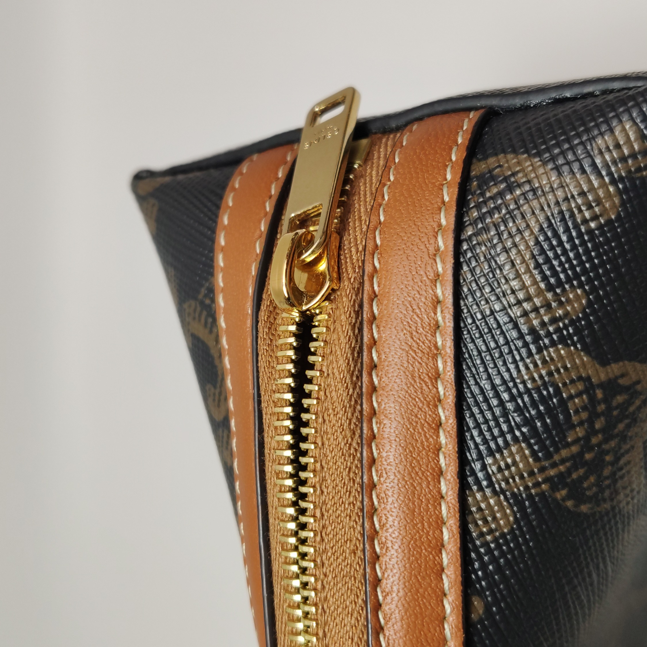 Celine Zip Around Chain Clutch Triomphe Coated Canvas — photo 11 of 13
