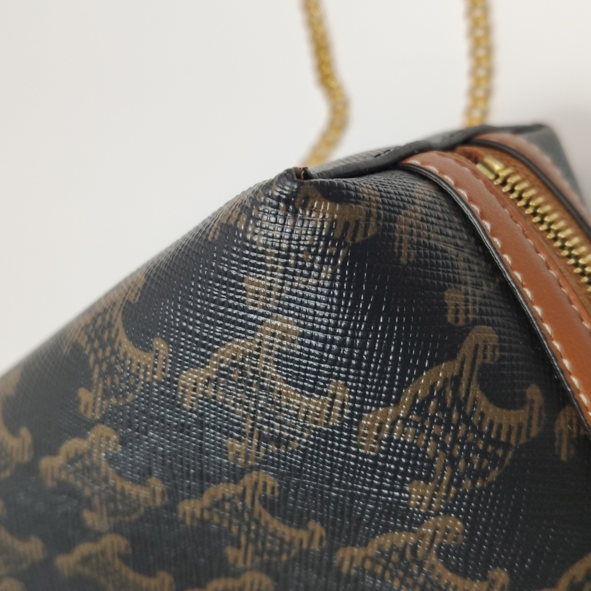 Celine Zip Around Chain Clutch Triomphe Coated Canvas — photo 10 of 13