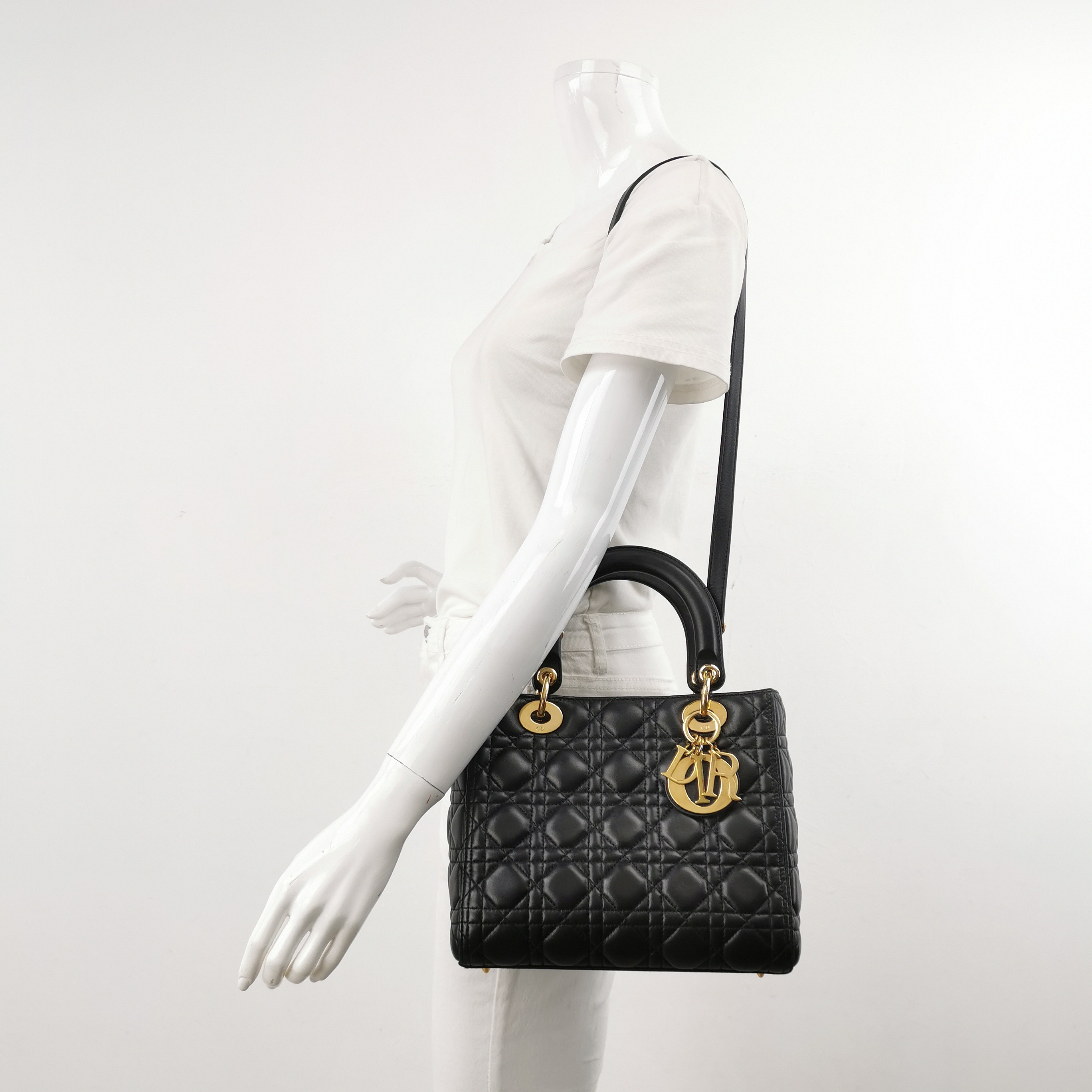 Christian Dior Lady Dior Bag Cannage Quilt Lambskin Medium — alternate view