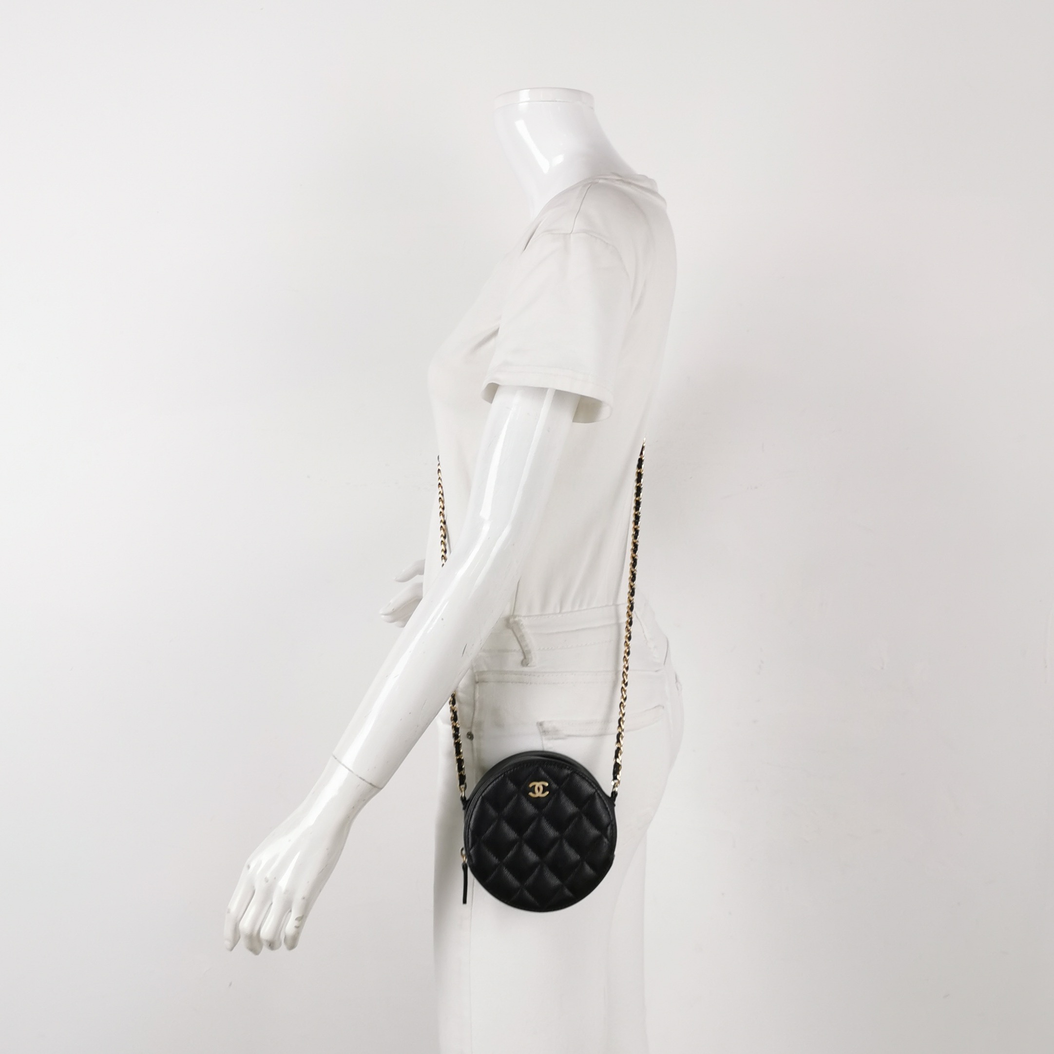 Chanel Round Clutch with Chain Quilted Caviar Mini — alternate view