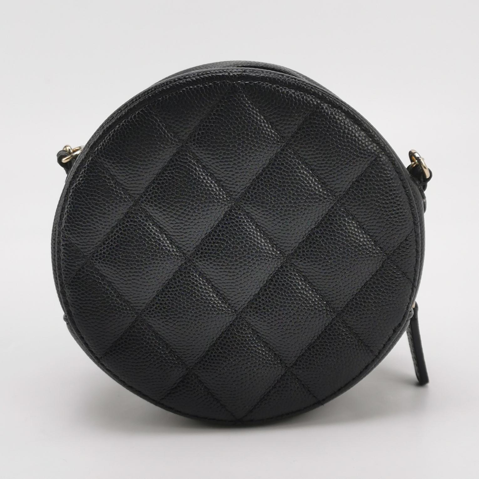 Chanel Round Clutch with Chain Quilted Iridescent Caviar Mini