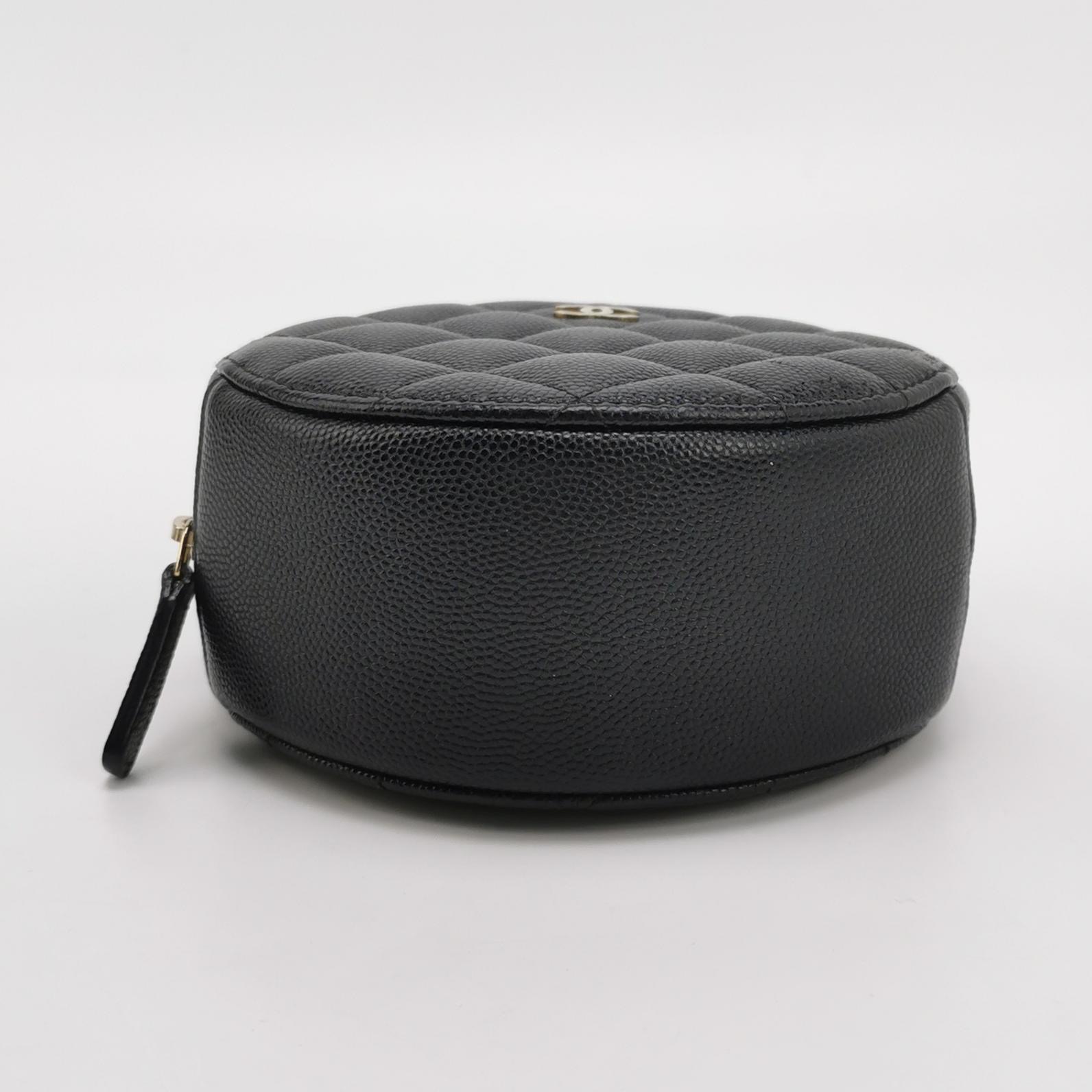 Chanel Round Clutch with Chain Quilted Iridescent Caviar Mini