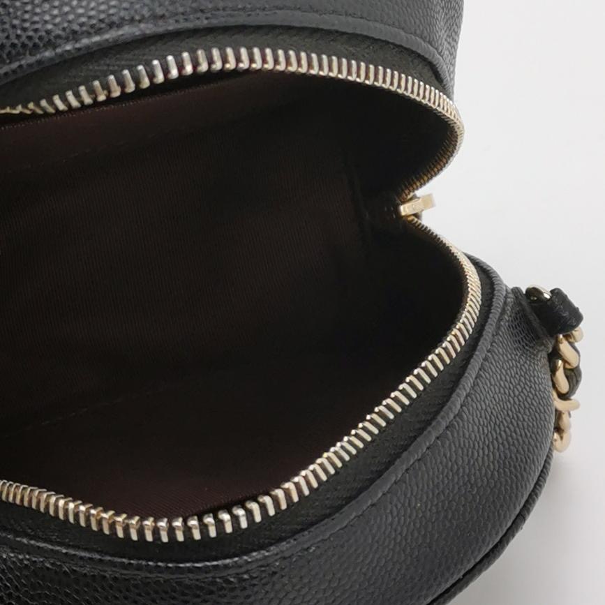 Chanel Round Clutch with Chain Quilted Iridescent Caviar Mini