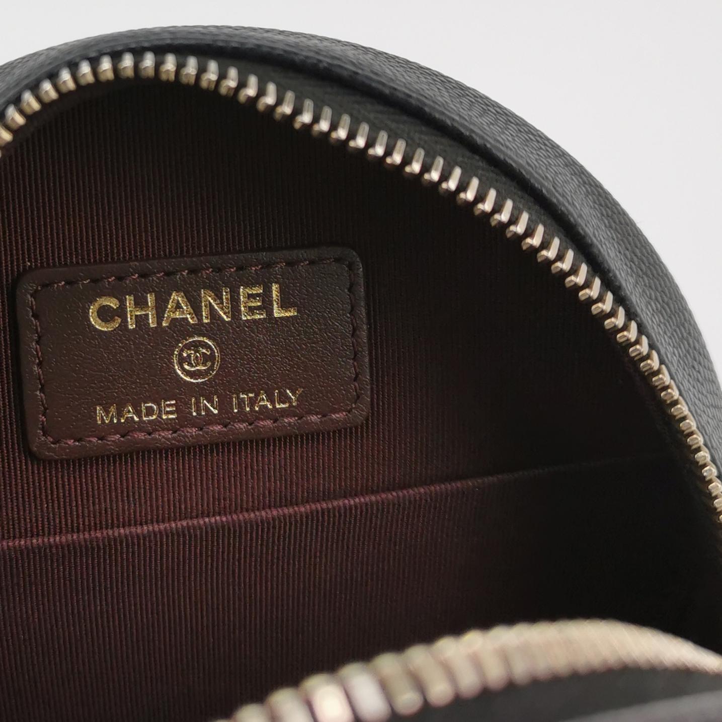 Chanel Round Clutch with Chain Quilted Iridescent Caviar Mini