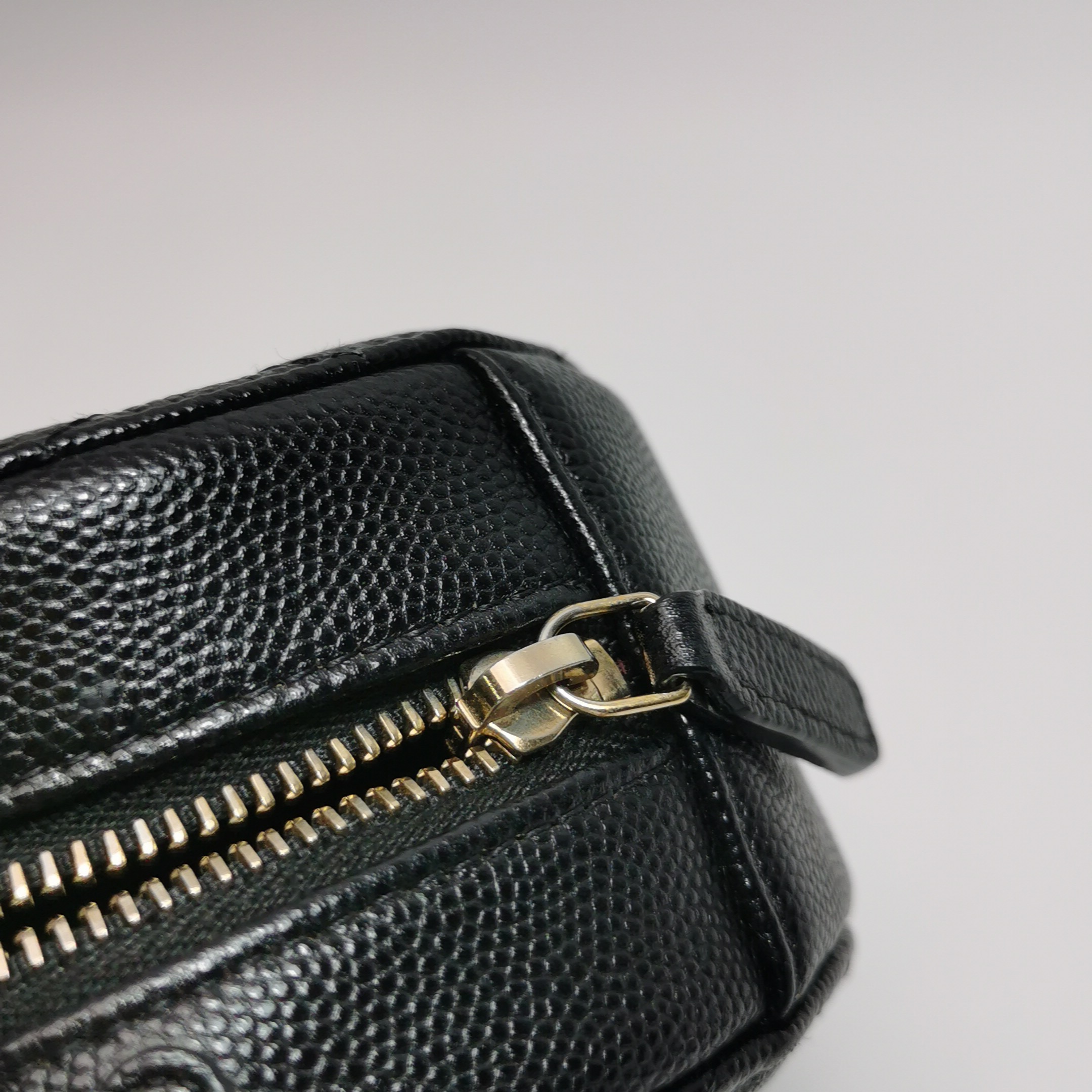 Chanel Round Clutch with Chain Quilted Iridescent Caviar Mini