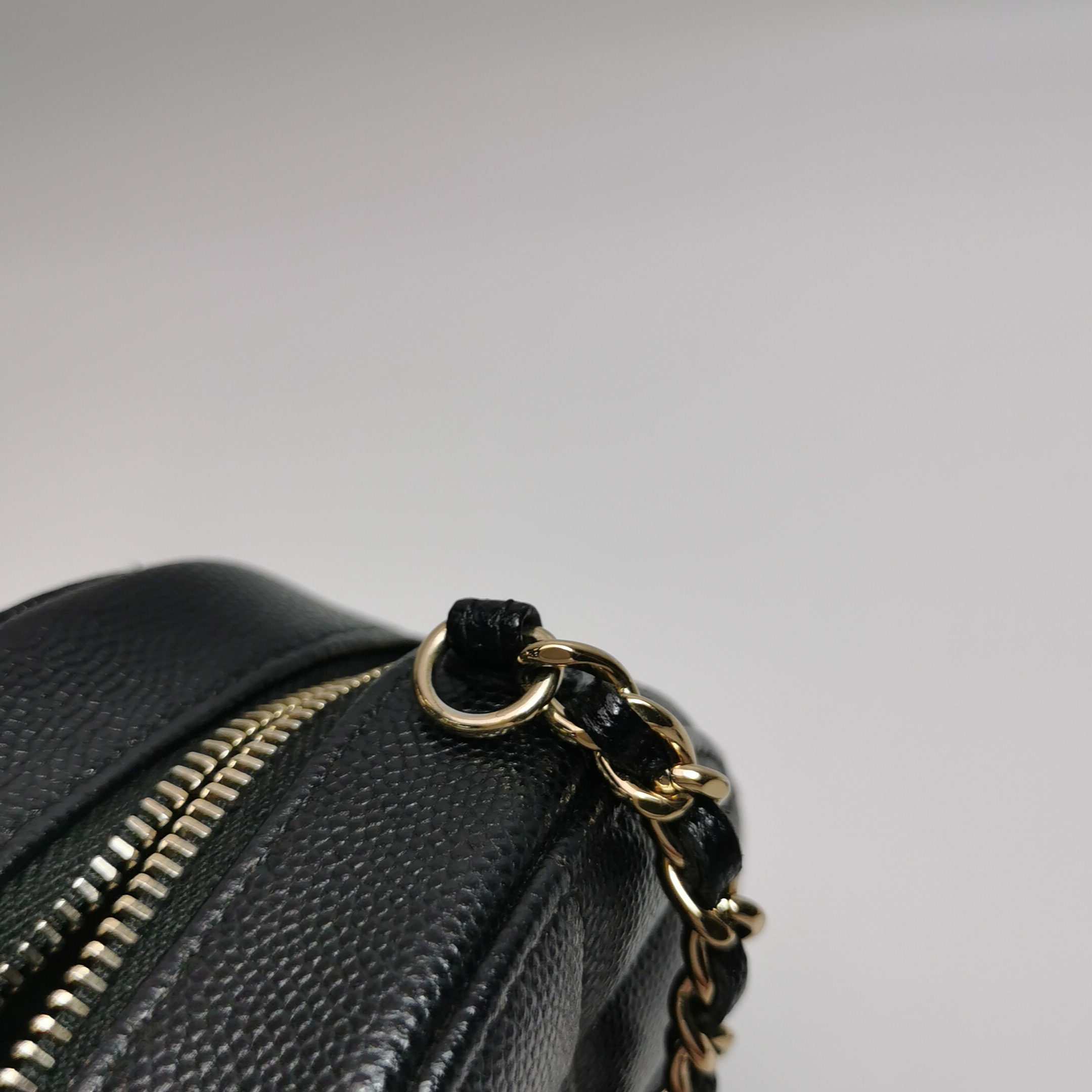 Chanel Round Clutch with Chain Quilted Iridescent Caviar Mini