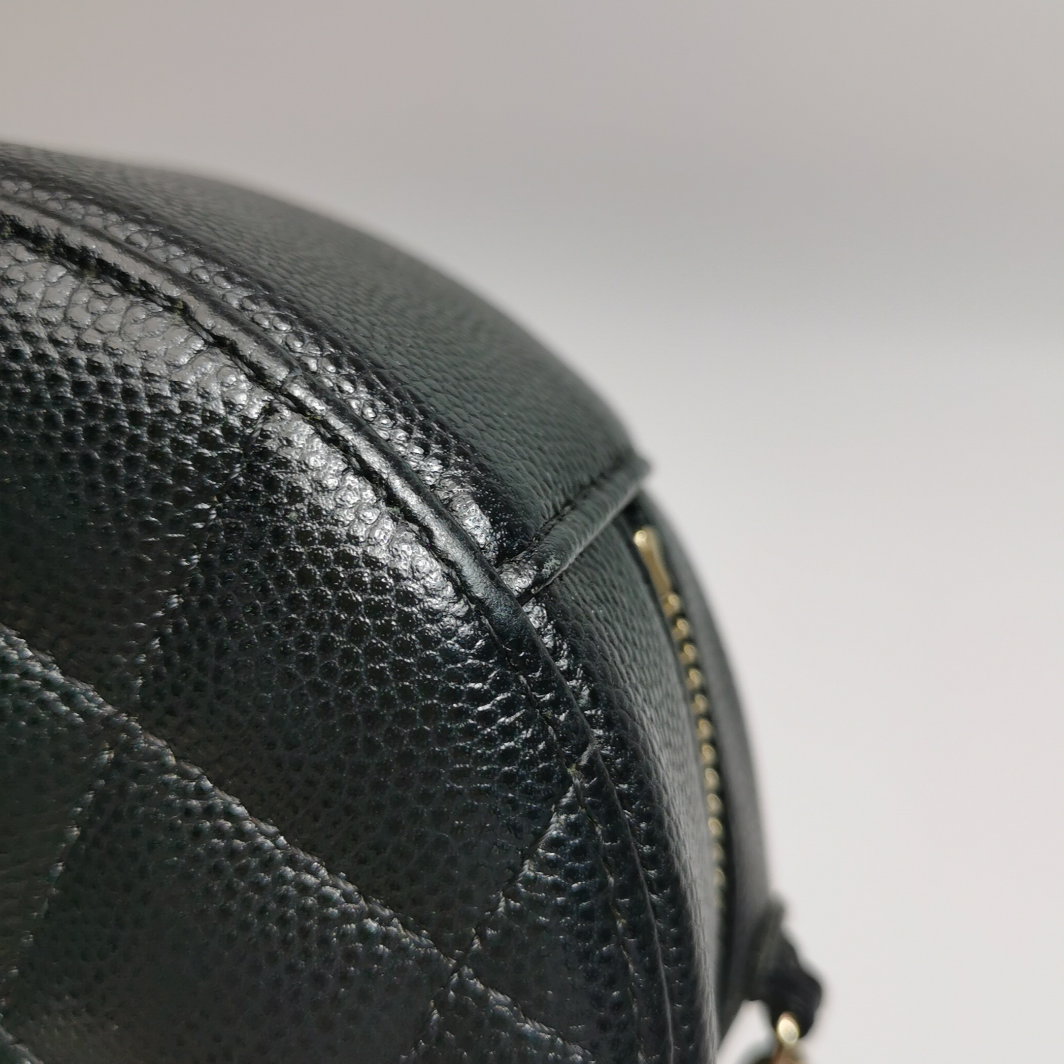 Chanel Round Clutch with Chain Quilted Iridescent Caviar Mini