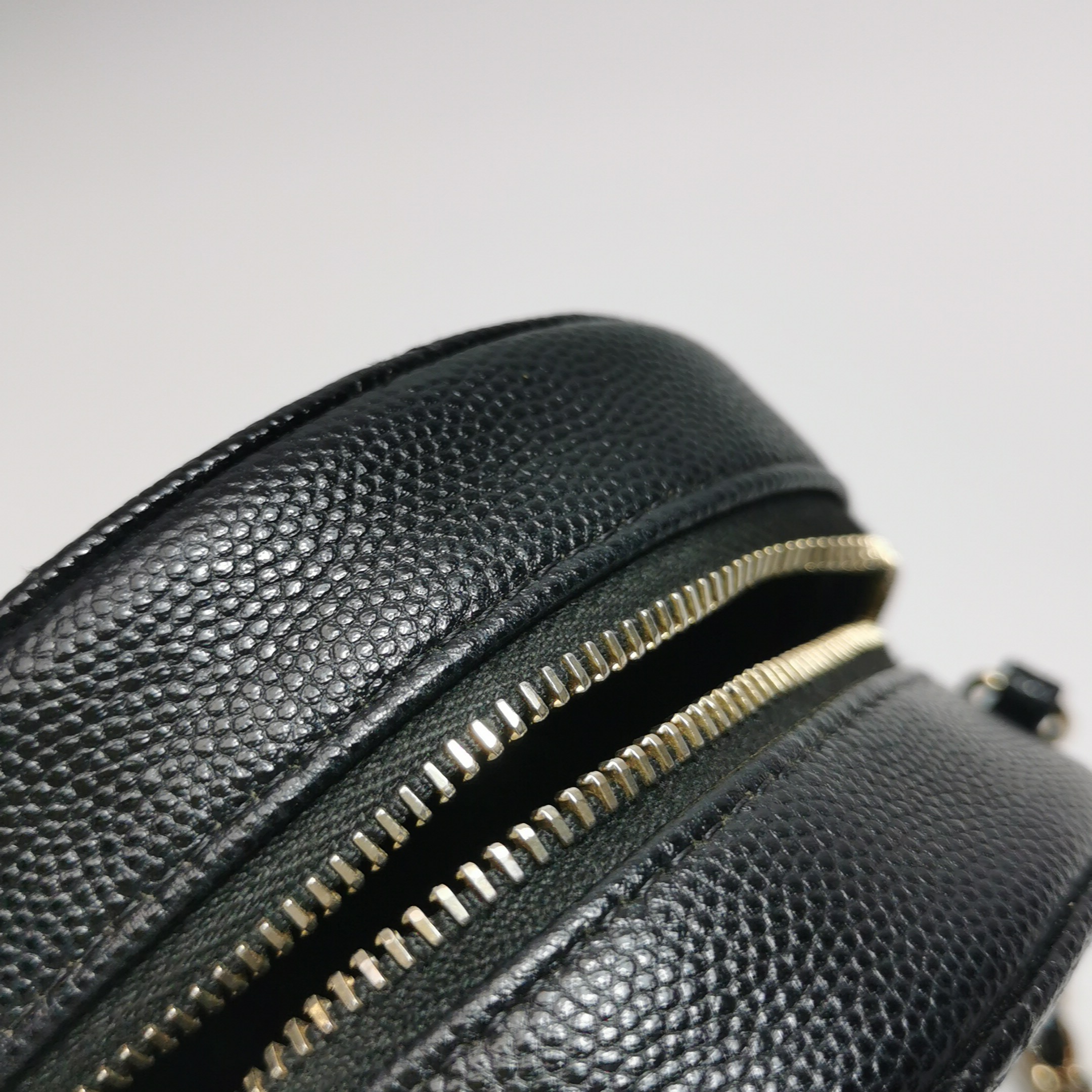 Chanel Round Clutch with Chain Quilted Iridescent Caviar Mini