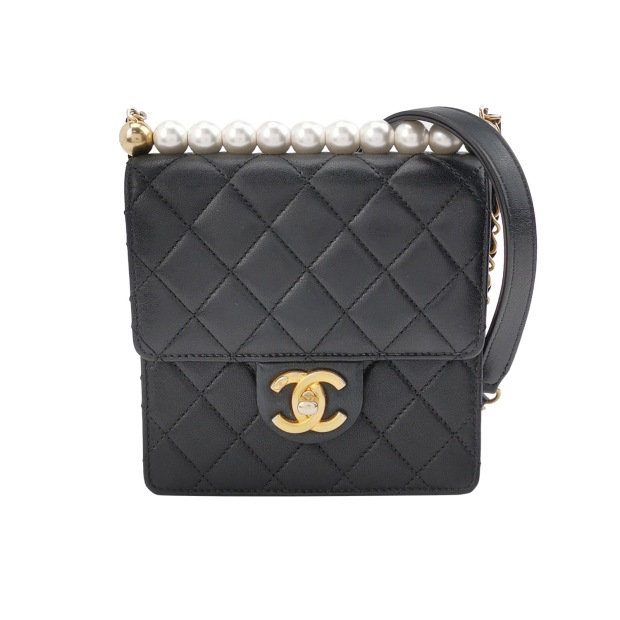 Chanel Chic Pearls Flap Clutch with Chain Quilted Goatskin Mini — pre-owned, Vierlot