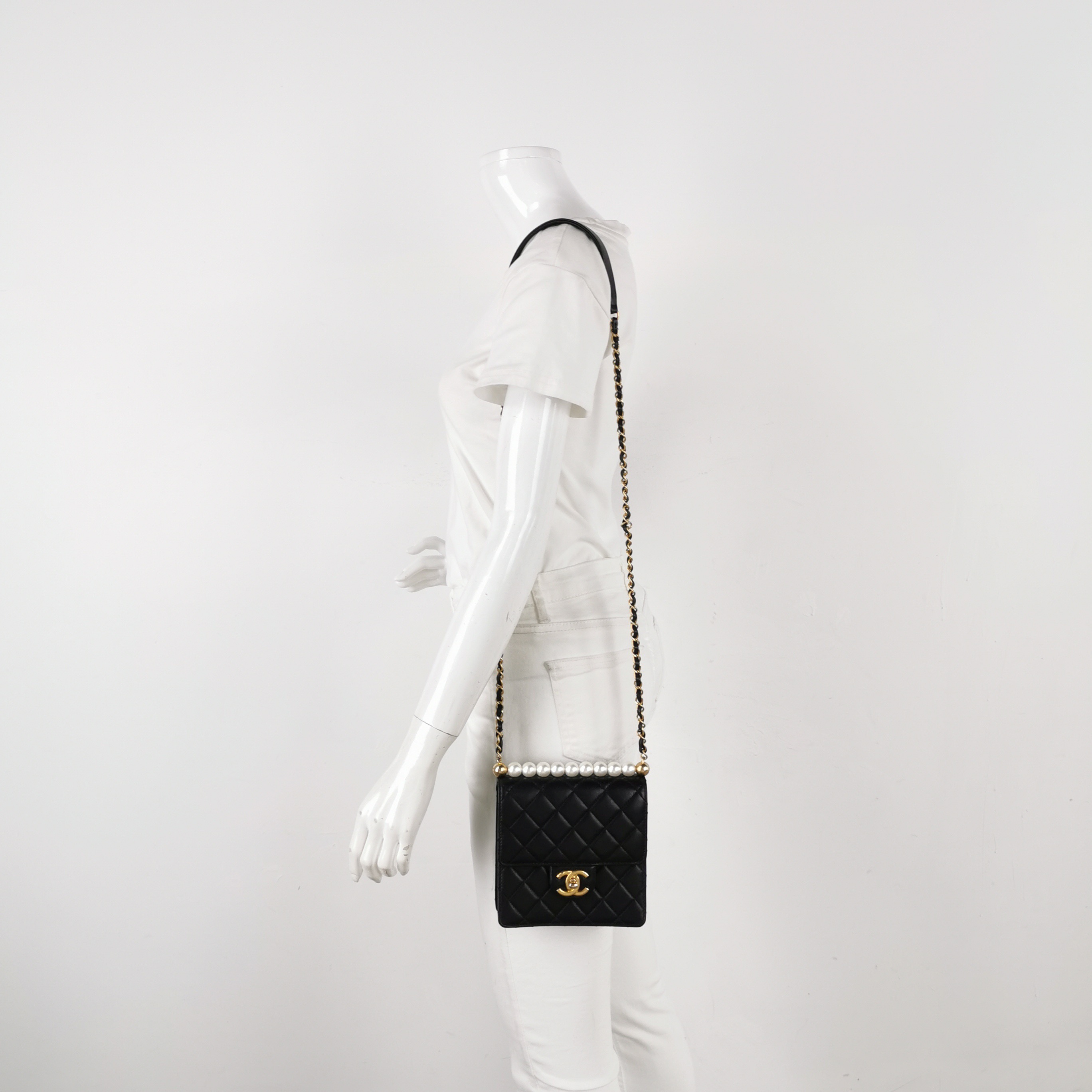 Chanel Chic Pearls Flap Clutch with Chain Quilted Goatskin Mini — alternate view