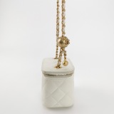Chanel Lambskin Quilted Mini Pearl Crush Vanity Case With Chain White — thumbnail 3