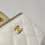 Chanel Lambskin Quilted Mini Pearl Crush Vanity Case With Chain White — thumbnail 9