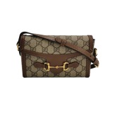Gucci Horsebit 1955 Flap Crossbody Bag GG Coated Canvas Mini — thumbnail 1
