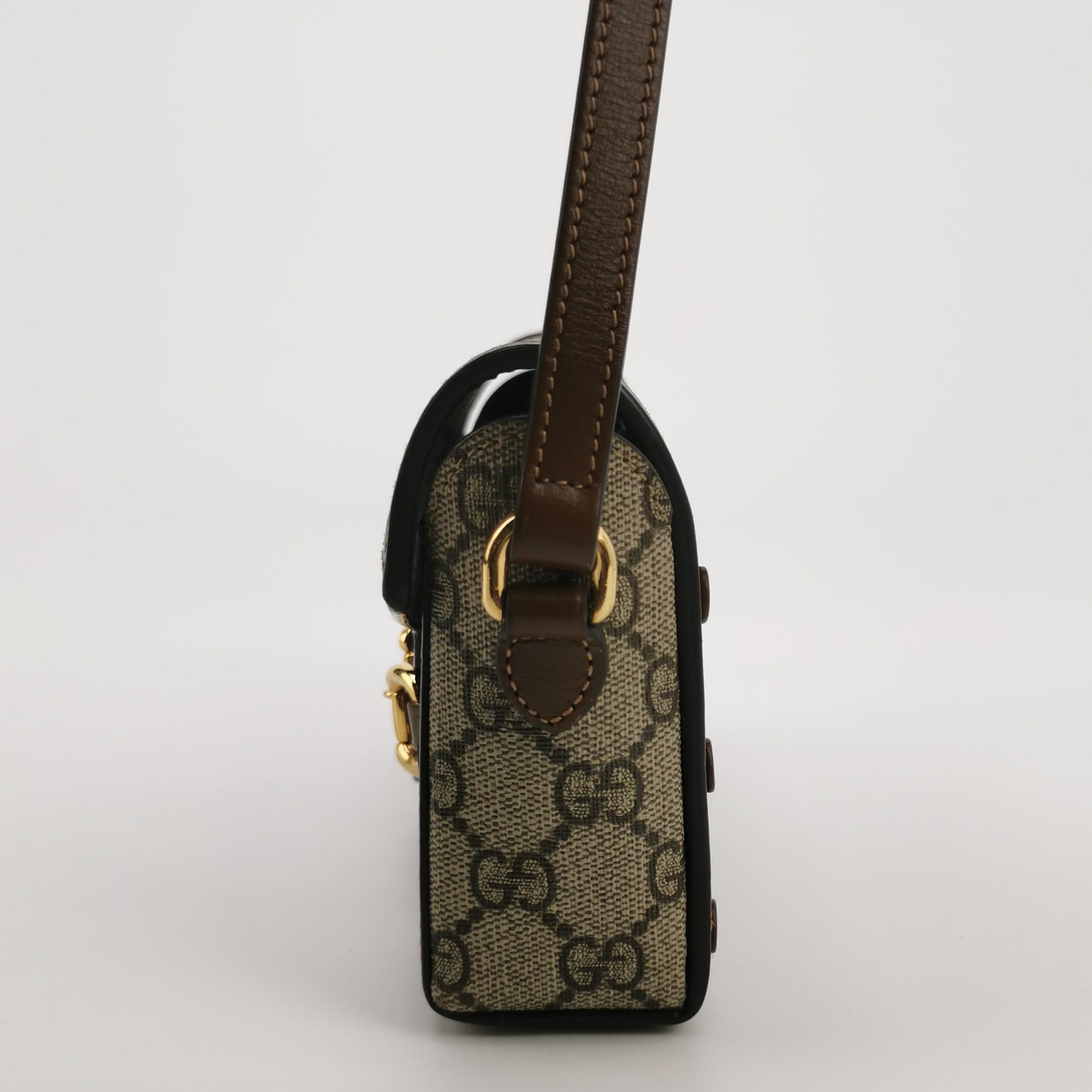 Gucci Horsebit 1955 Flap Crossbody Bag GG Coated Canvas Mini — photo 4 of 23