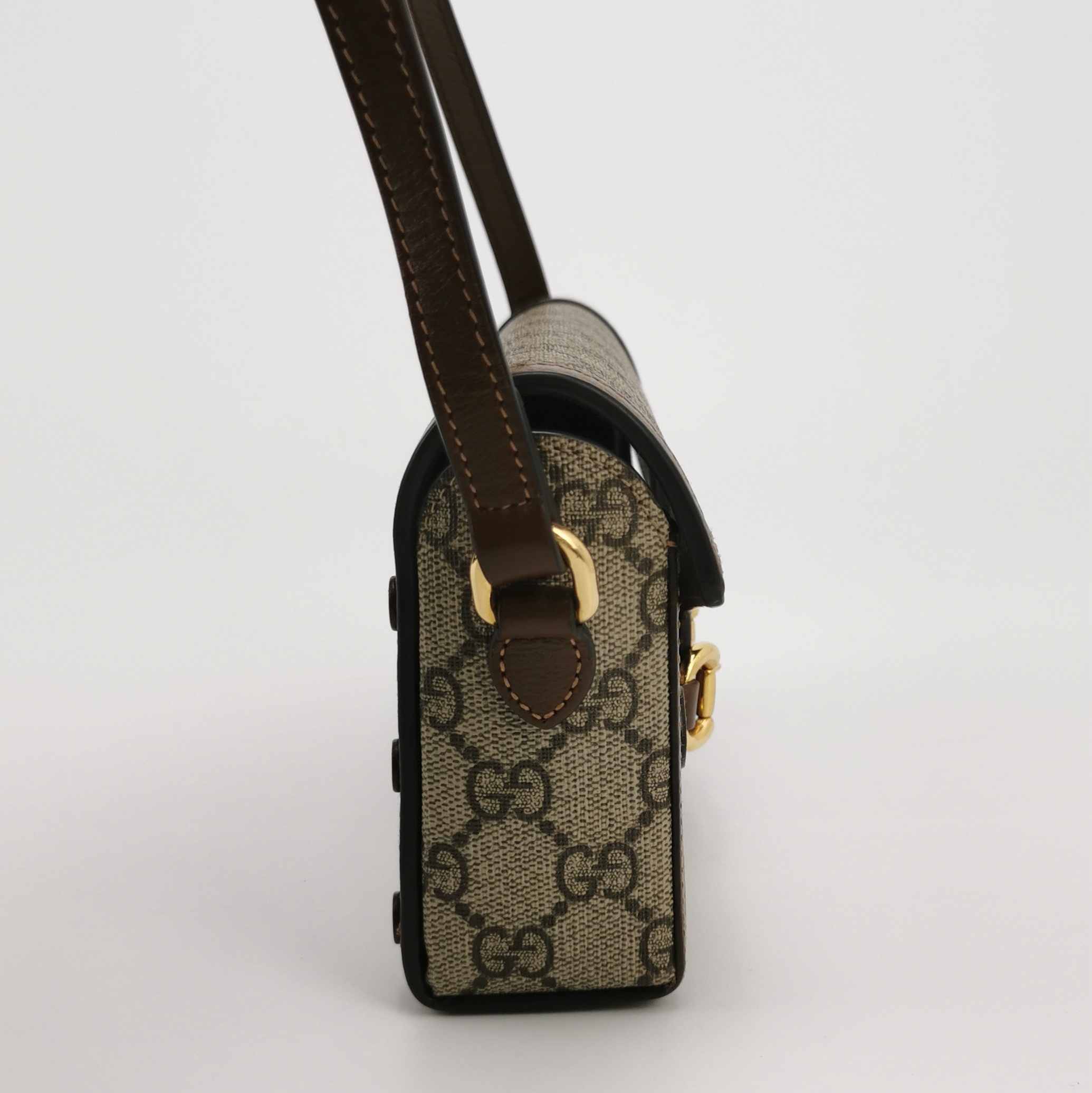 Gucci Horsebit 1955 Flap Crossbody Bag GG Coated Canvas Mini — photo 3 of 23