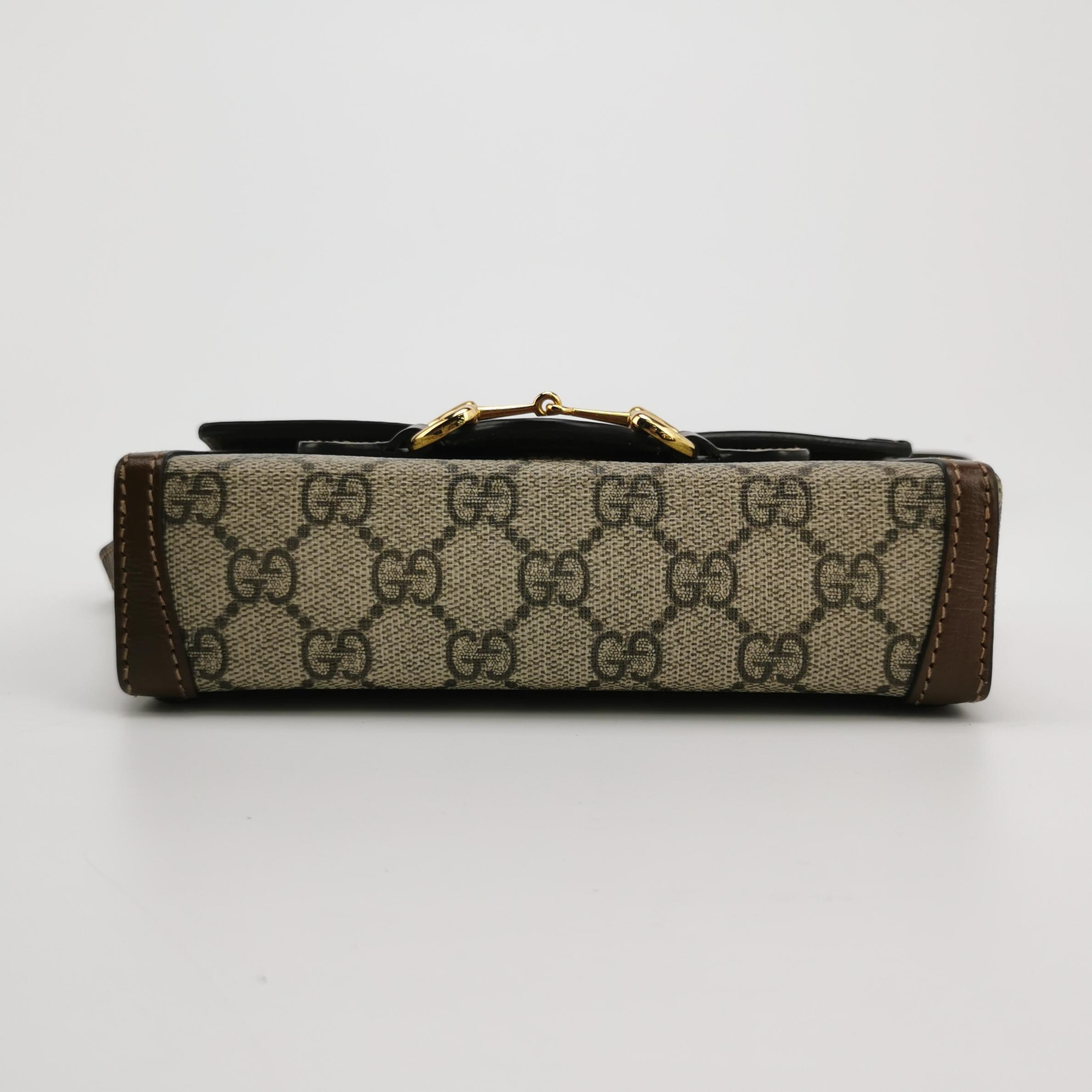 Gucci Horsebit 1955 Flap Crossbody Bag GG Coated Canvas Mini — photo 6 of 23