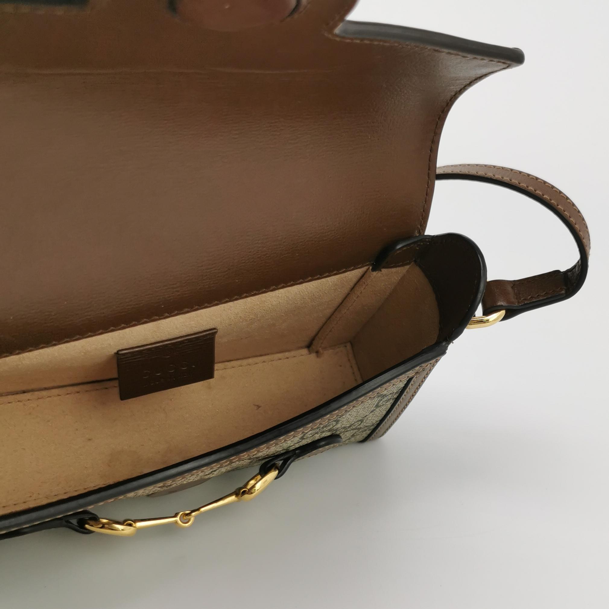 Gucci Horsebit 1955 Flap Crossbody Bag GG Coated Canvas Mini — photo 7 of 23
