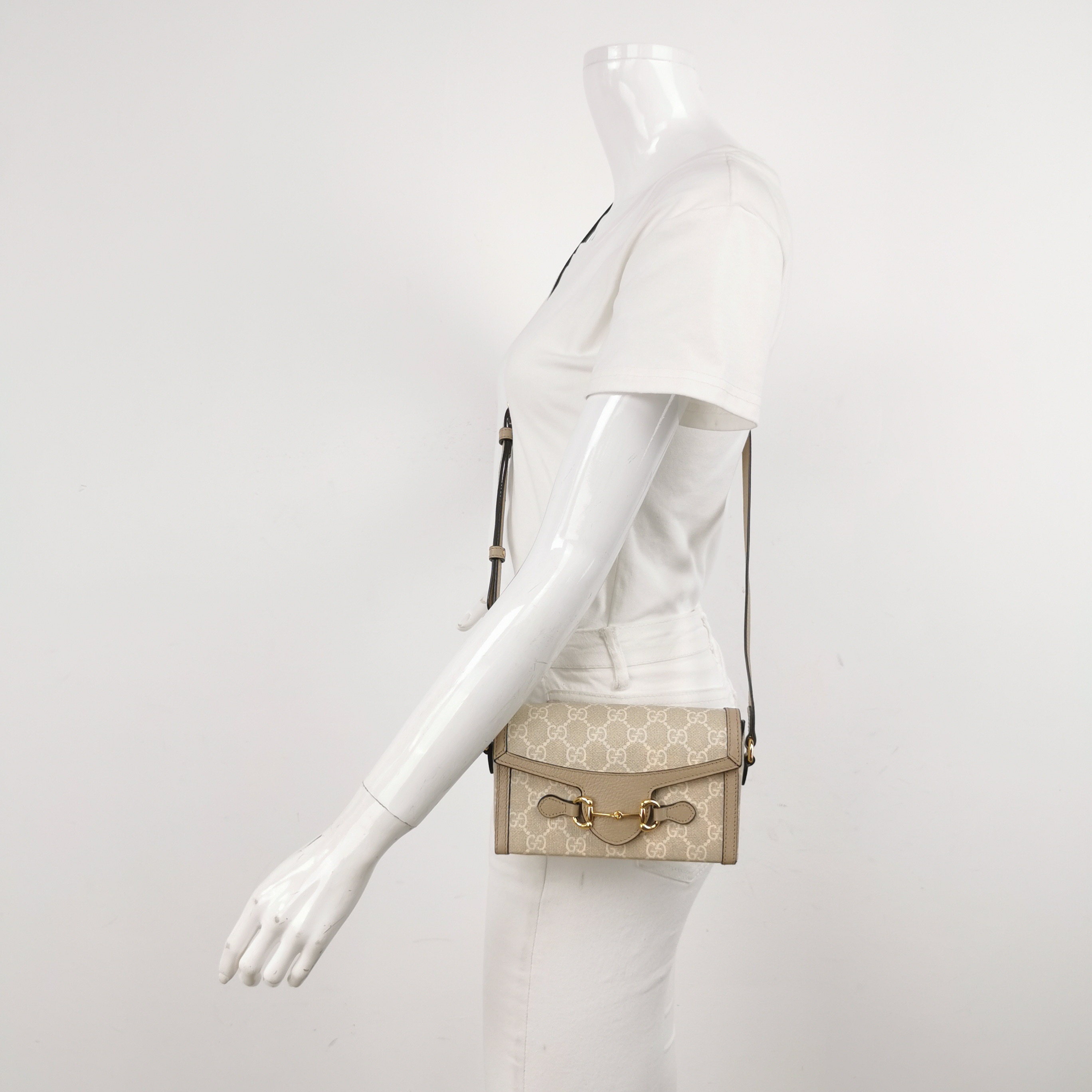 Gucci Horsebit 1955 Flap Crossbody Bag GG Coated Canvas Mini — alternate view