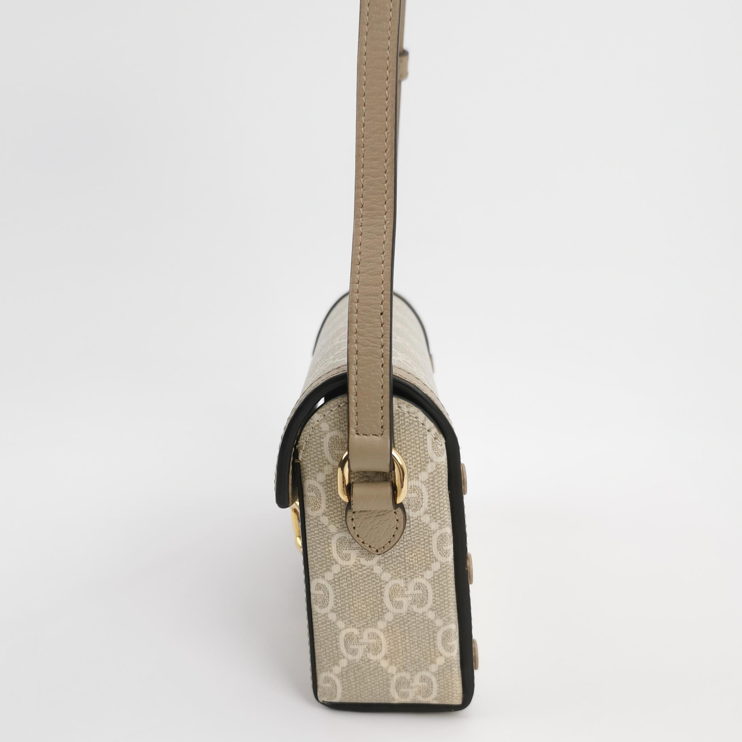 Gucci Horsebit 1955 Flap Crossbody Bag GG Coated Canvas Mini — photo 3 of 15